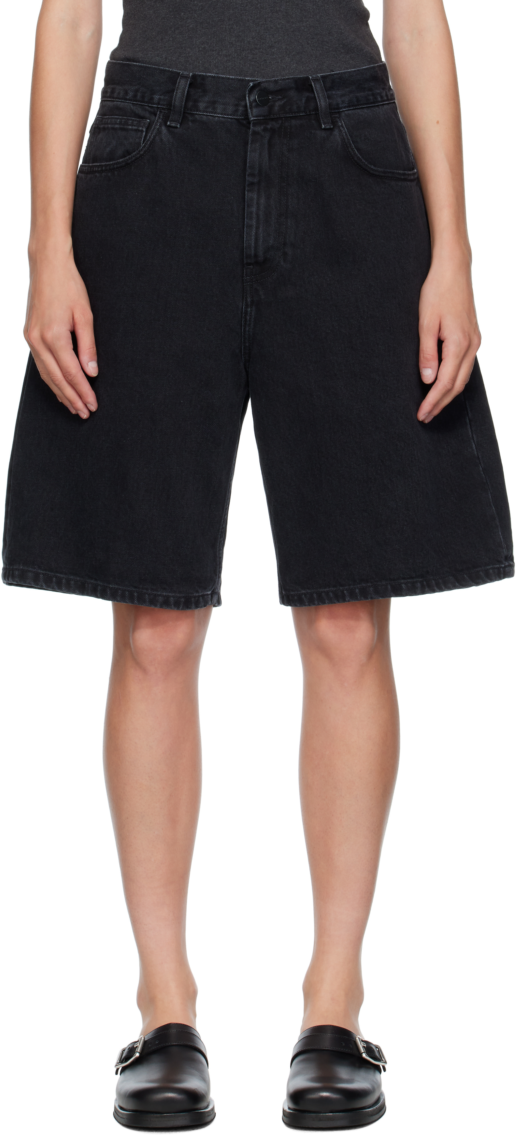 Carhartt Work In Progress: ブラック Brandon デニムショートパンツ 