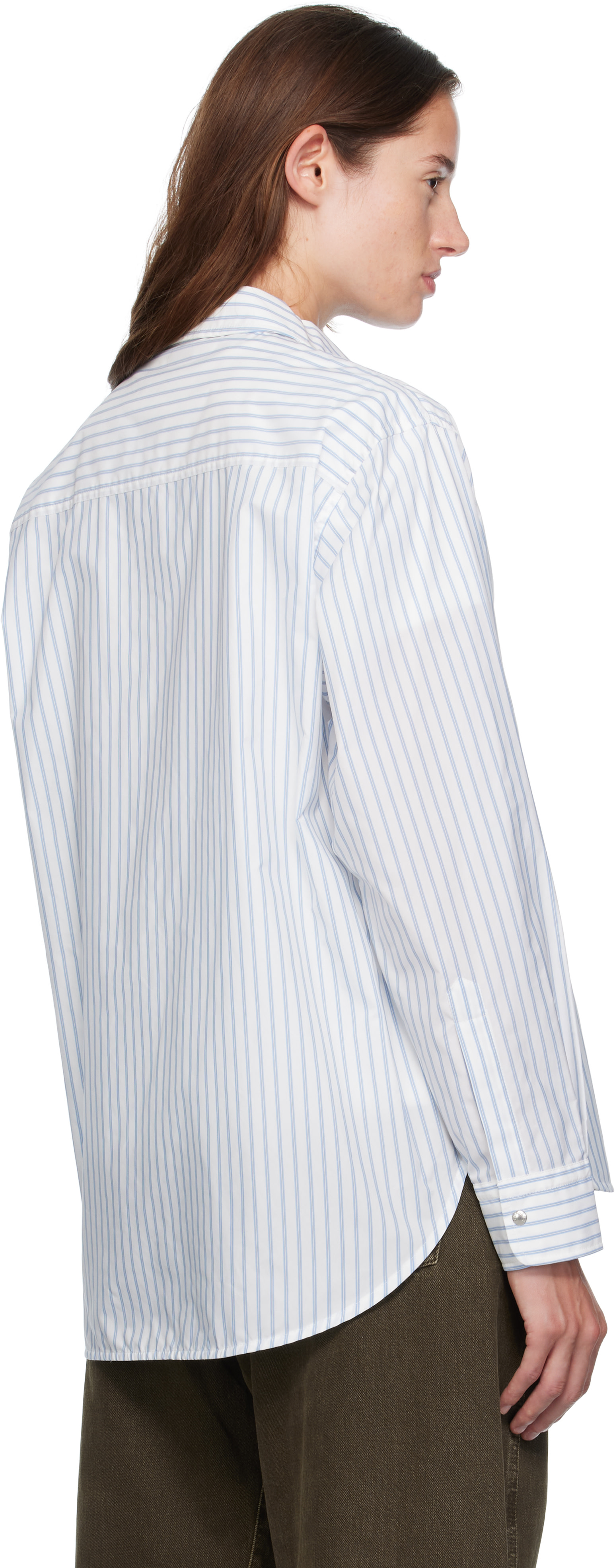 Moncler - Chemise blanc et bleu à rayures