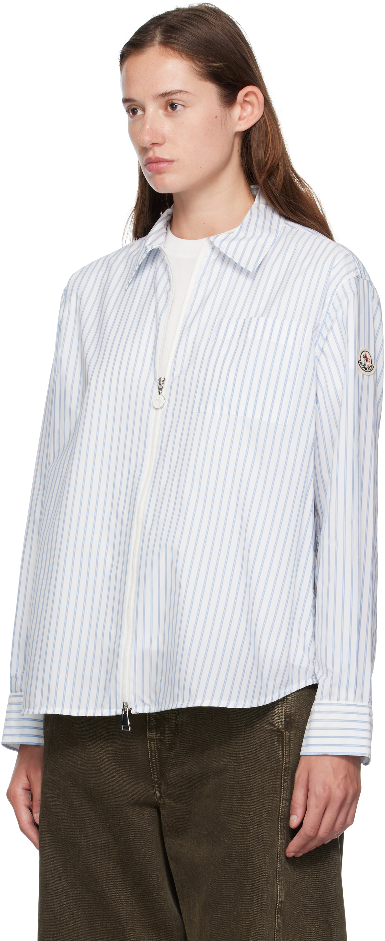 moncler dress shirt Fil-à-fil Cotton Long Sleeve Shirt, Men, Blue, Size: M Part of a co Moncler Shirt Dress | Saks