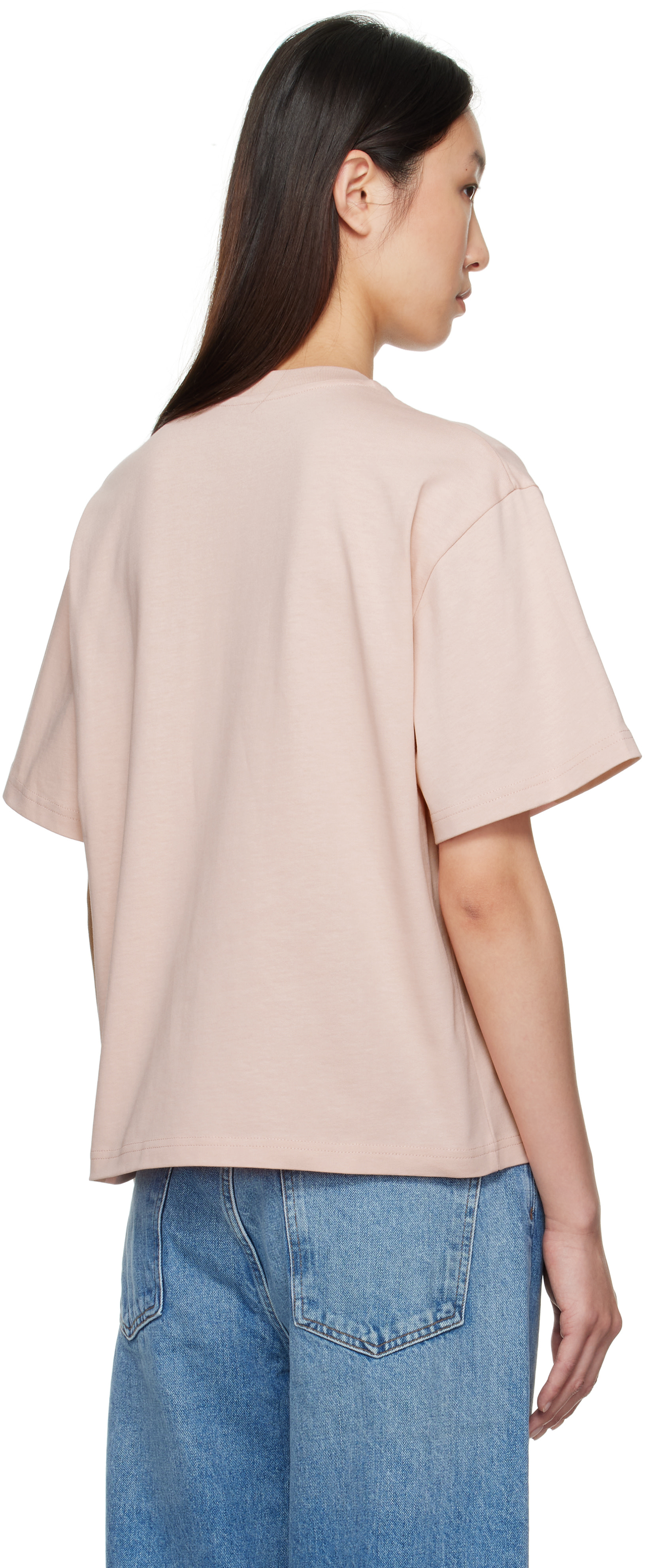 Moncler: ピンク Embroidered Cherry ロゴ コットン Tシャツ | SSENSE 日本