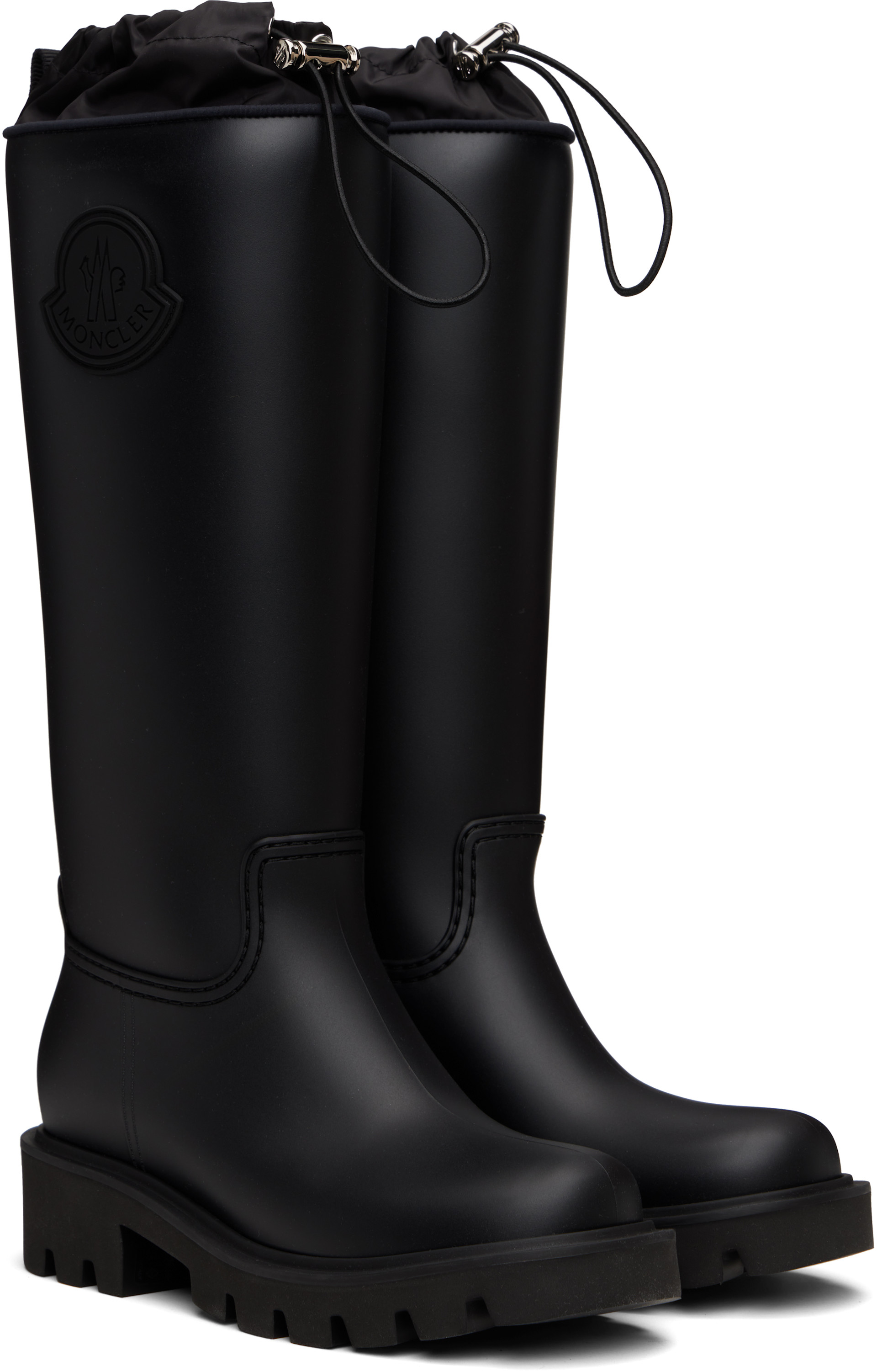 Moncler: Black Kickstream High Rain Tall Boots | SSENSE