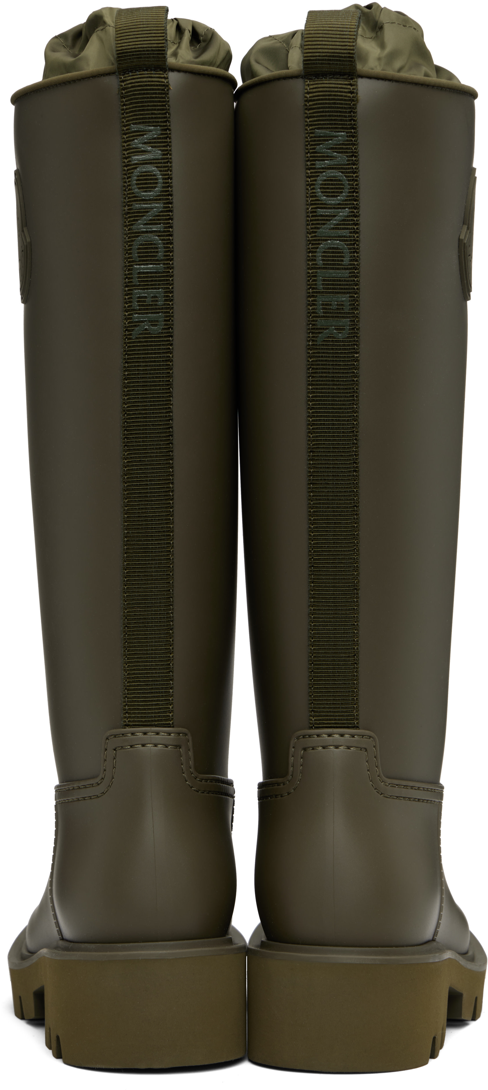 Moncler: Khaki Kickstream High Rain Tall Boots | SSENSE