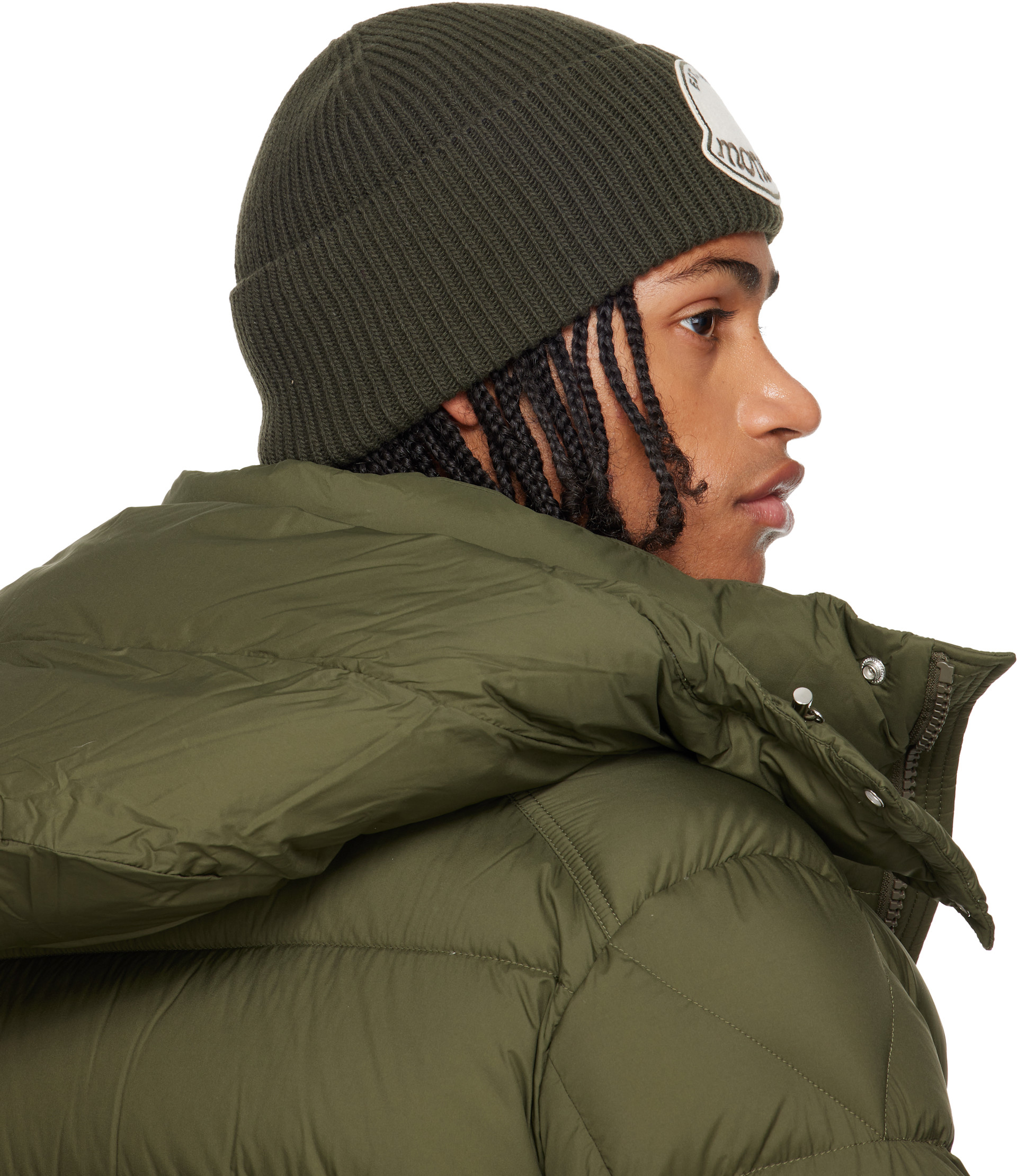 Moncler: Green Virgin Wool Beanie | SSENSE
