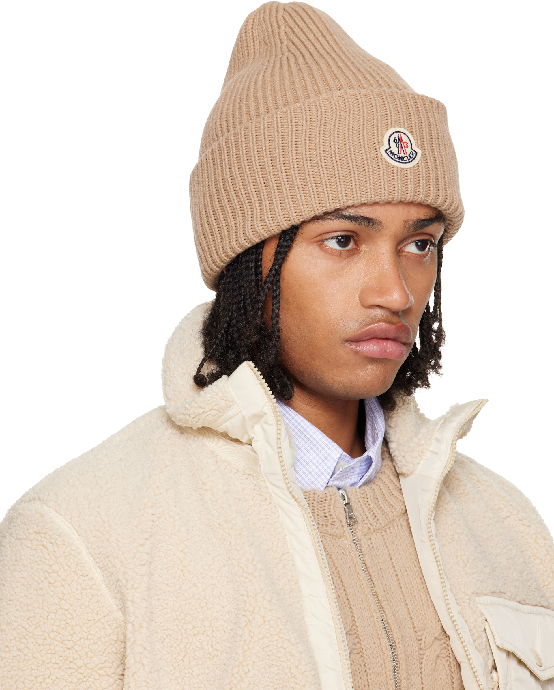 Moncler: Beige Wool & Cashmere Beanie | SSENSE