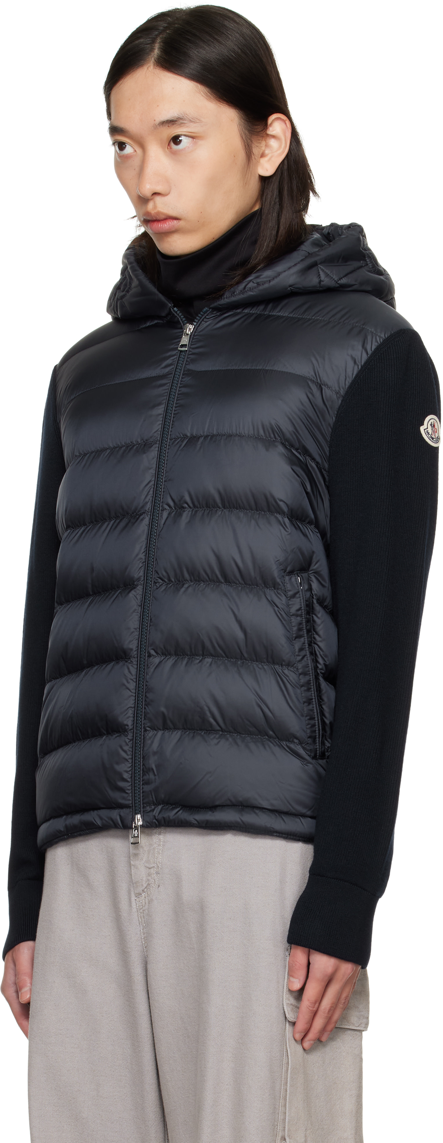 Moncler - 네이비 패딩 울 집업 다운 후디