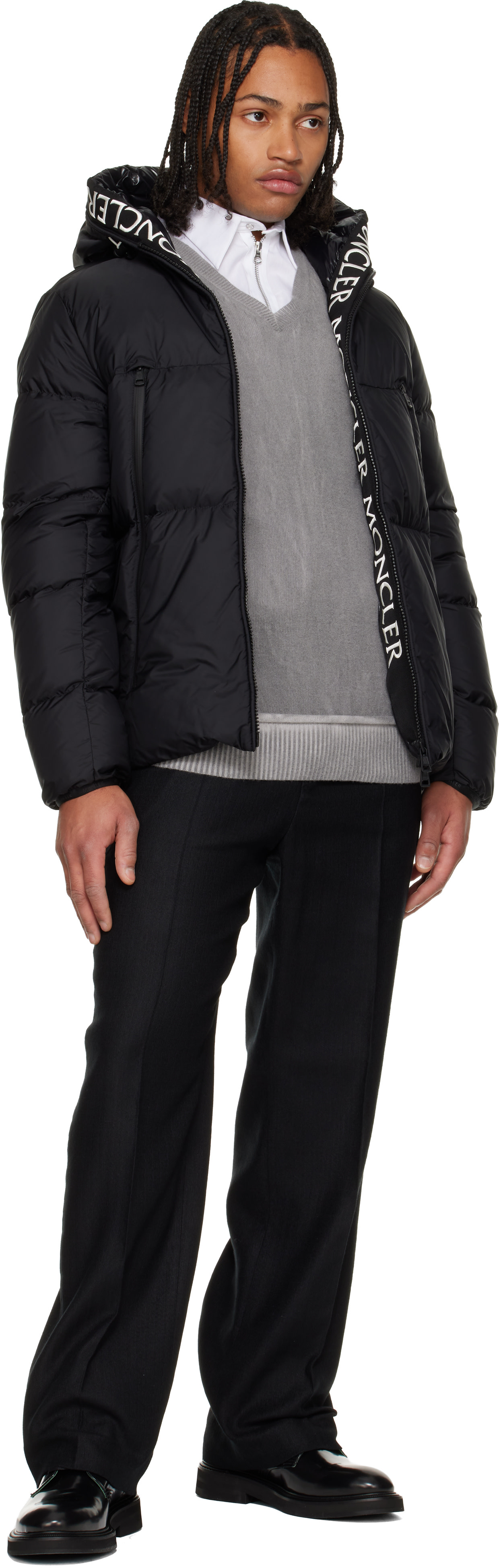 Moncler: ブラック Montcla フード ショート ダウンジャケット