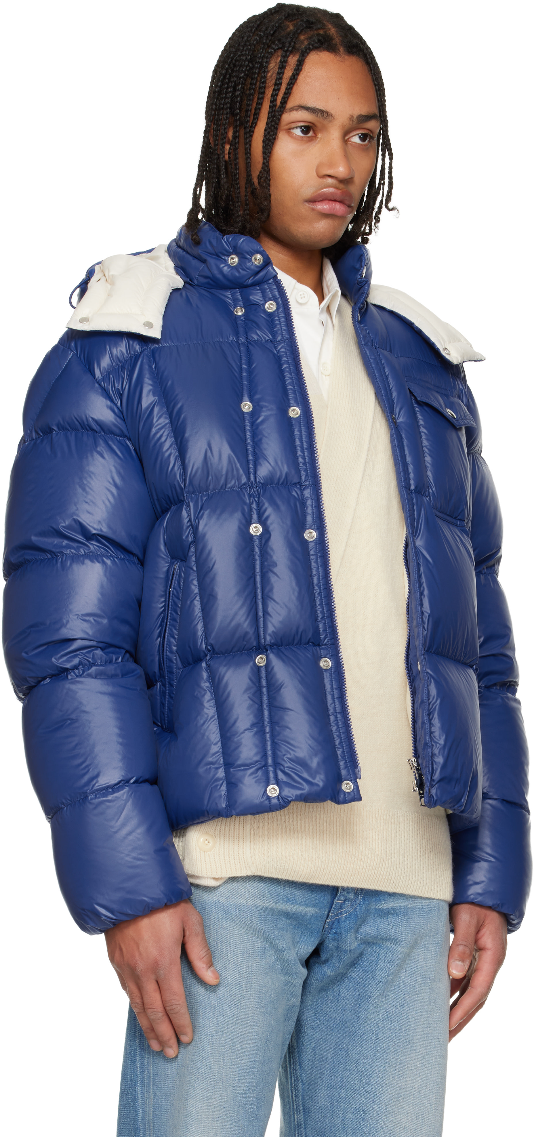 Moncler - 블루 세르판토 후드 쇼트 다운 재킷
