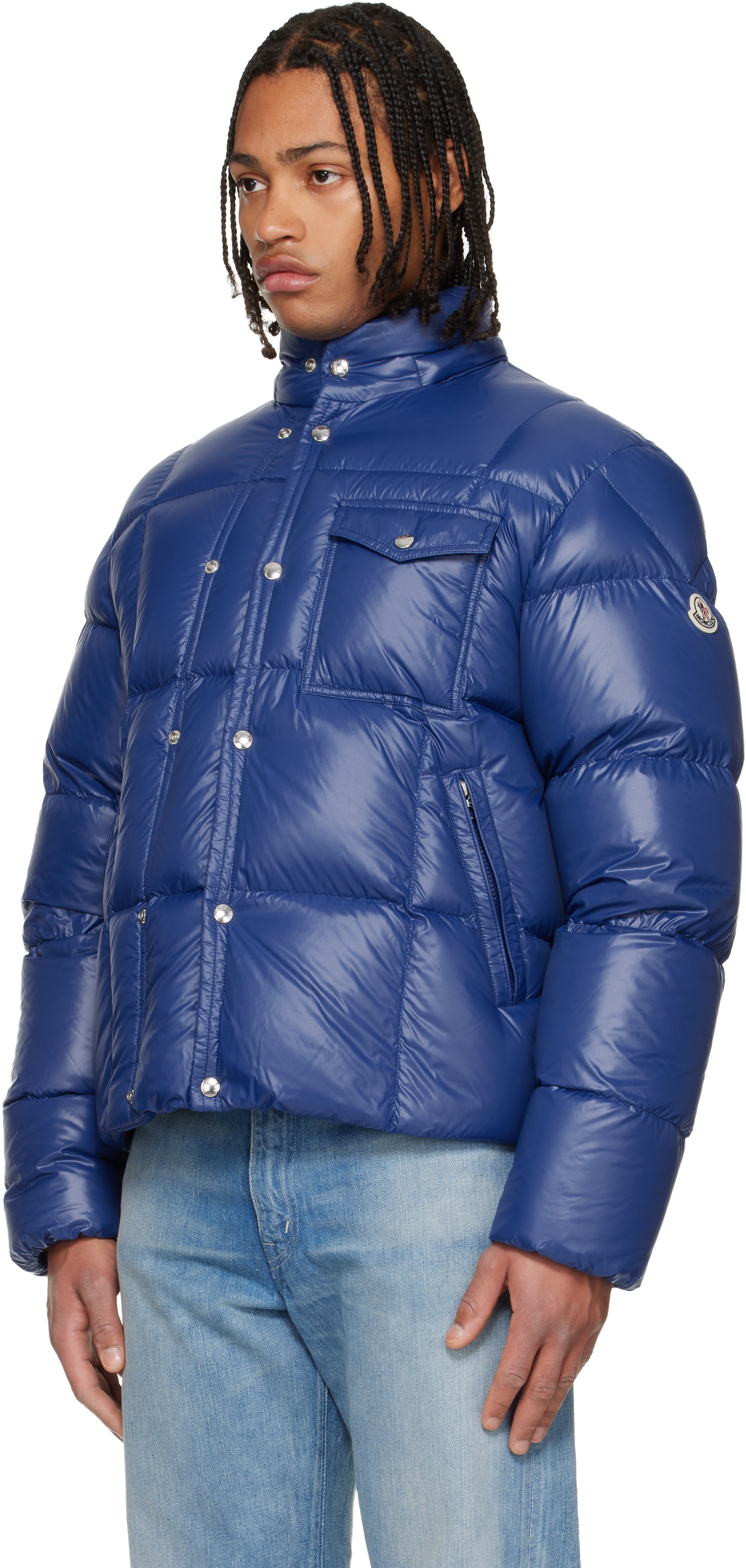 Moncler - 블루 세르판토 후드 쇼트 다운 재킷