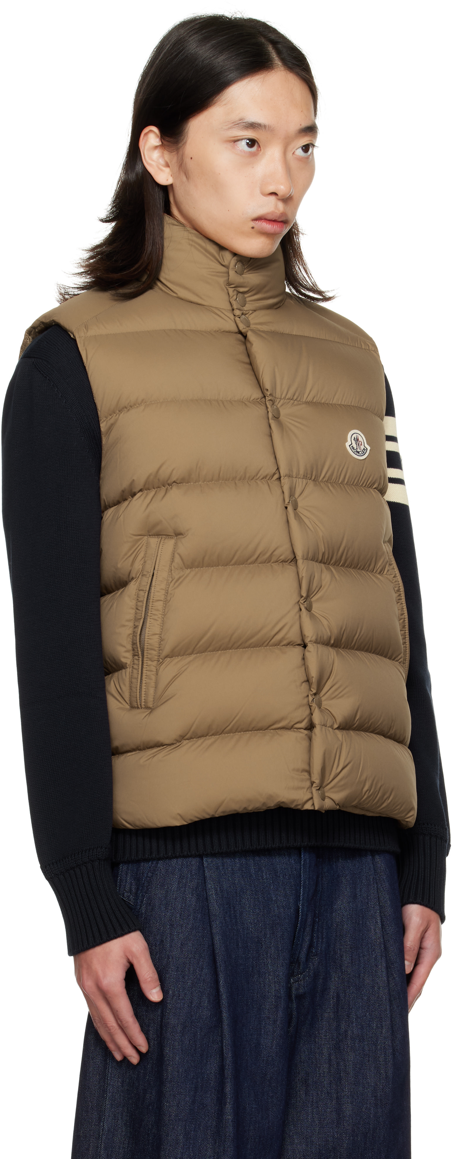 MONCLER フード付きダウンベスト ベージュ Moncler: ベージュ Tibb ダウンベスト | SSENSE 日本