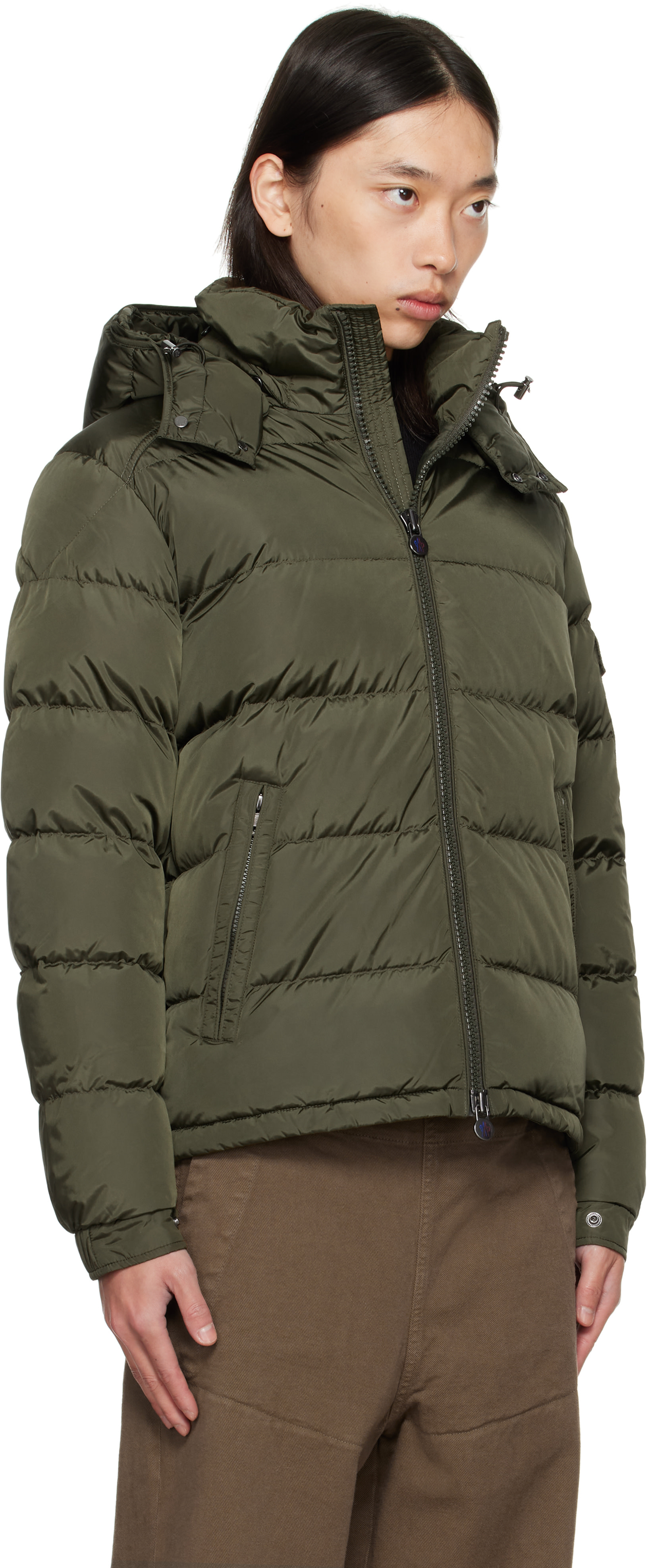 t*4様 MONCLER ダウンジャケット メンズM カーキ Moncler: カーキ Maya マット ショート ダウンジャケット | SSENSE 日本