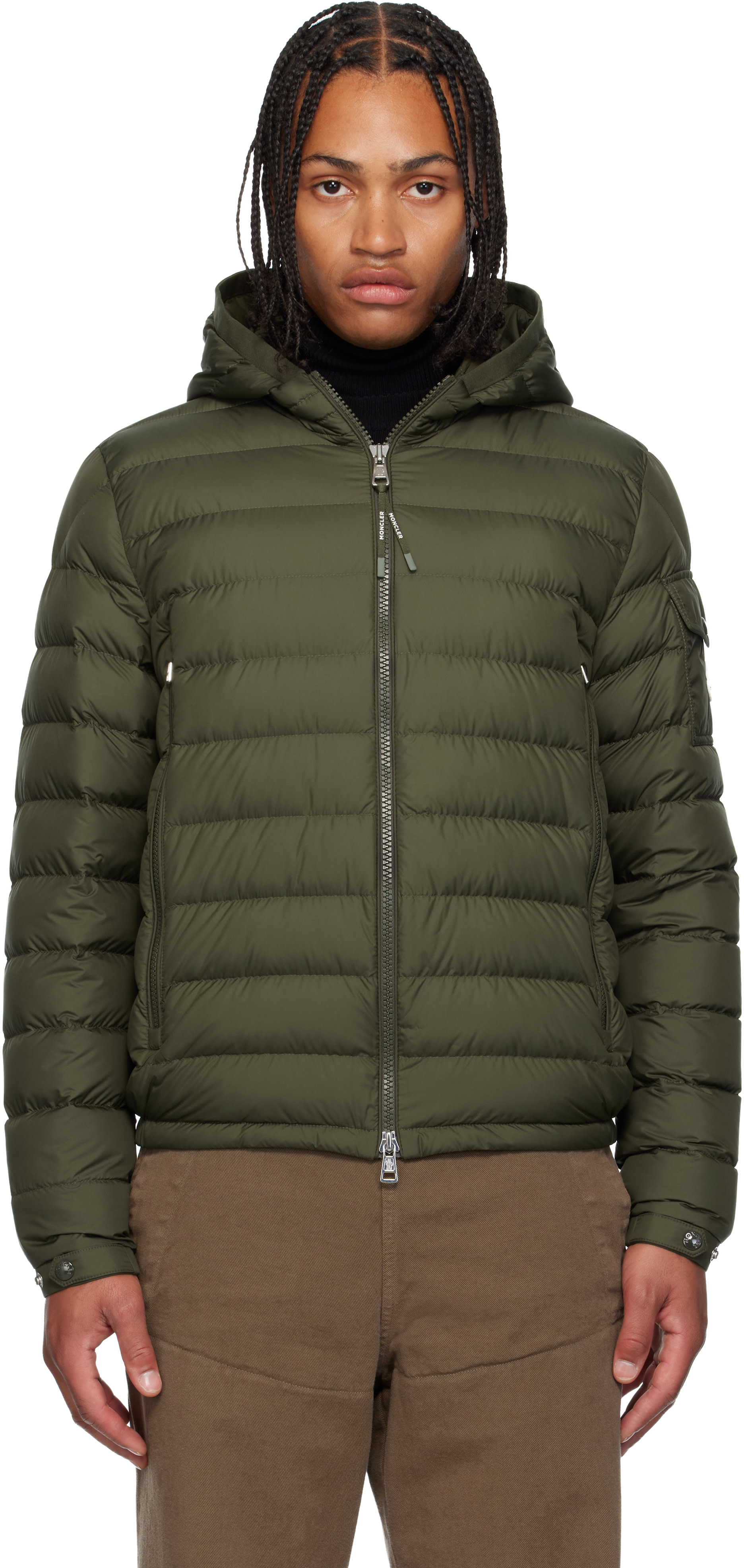 Moncler - カーキ Galion フード付き ショート ダウンジャケット