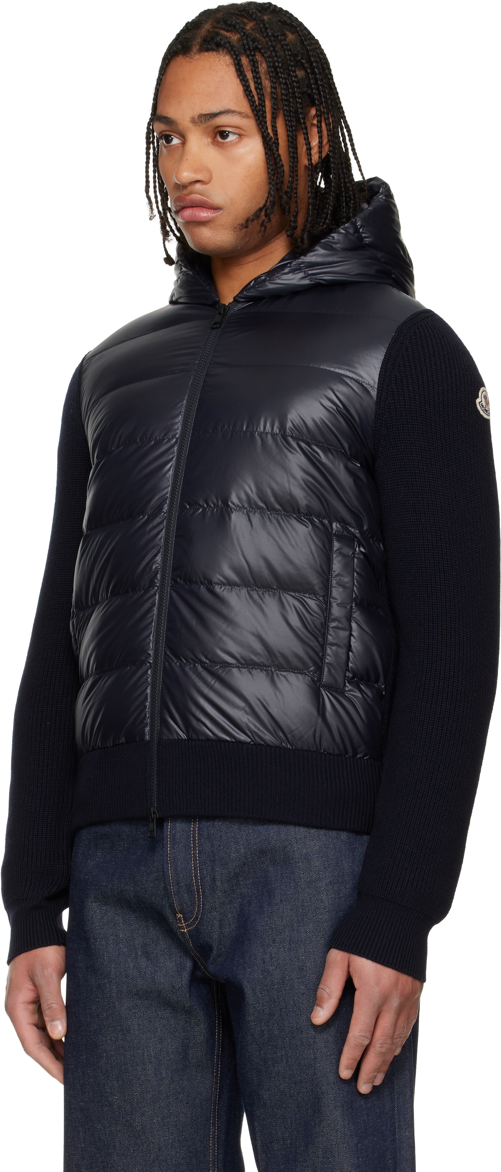 Moncler - 네이비 패딩 울 집업 다운 재킷