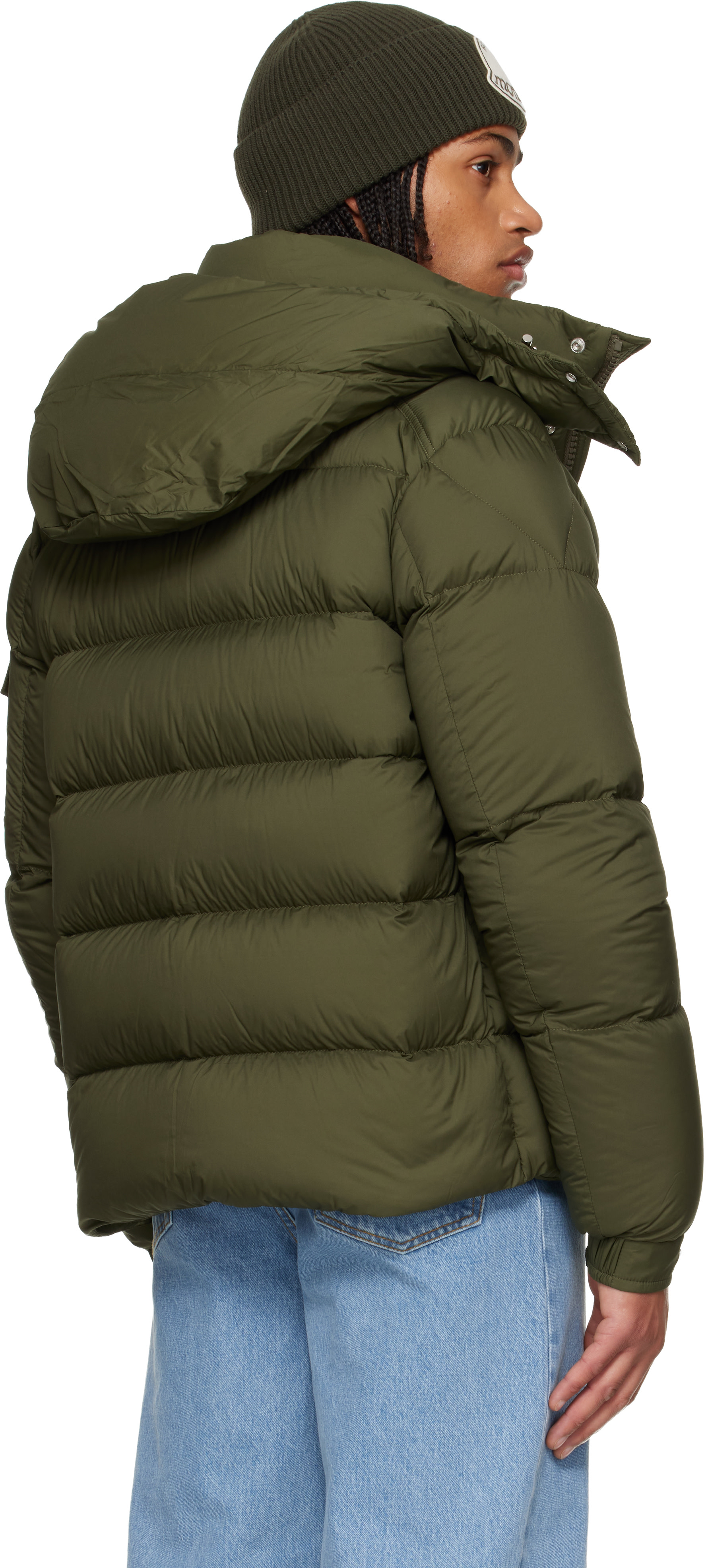 Moncler: グリーン Maya 70 フード付き ショート ダウンジャケット