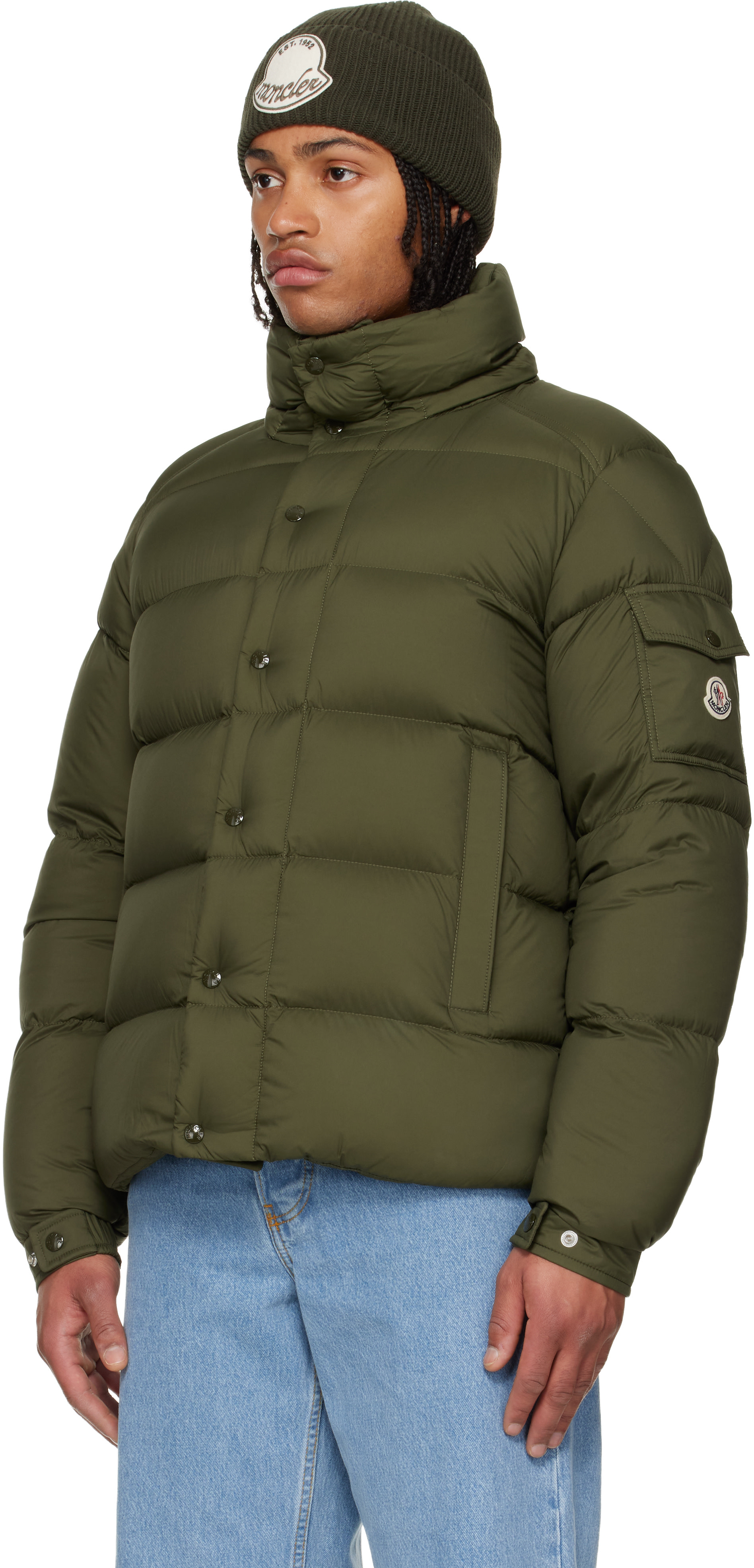 18237✨MONCLER maya ダウンジャケット 1 グリーン メンズ Olive Green Moncler Maya Matte Short Down Jacket - Short Down