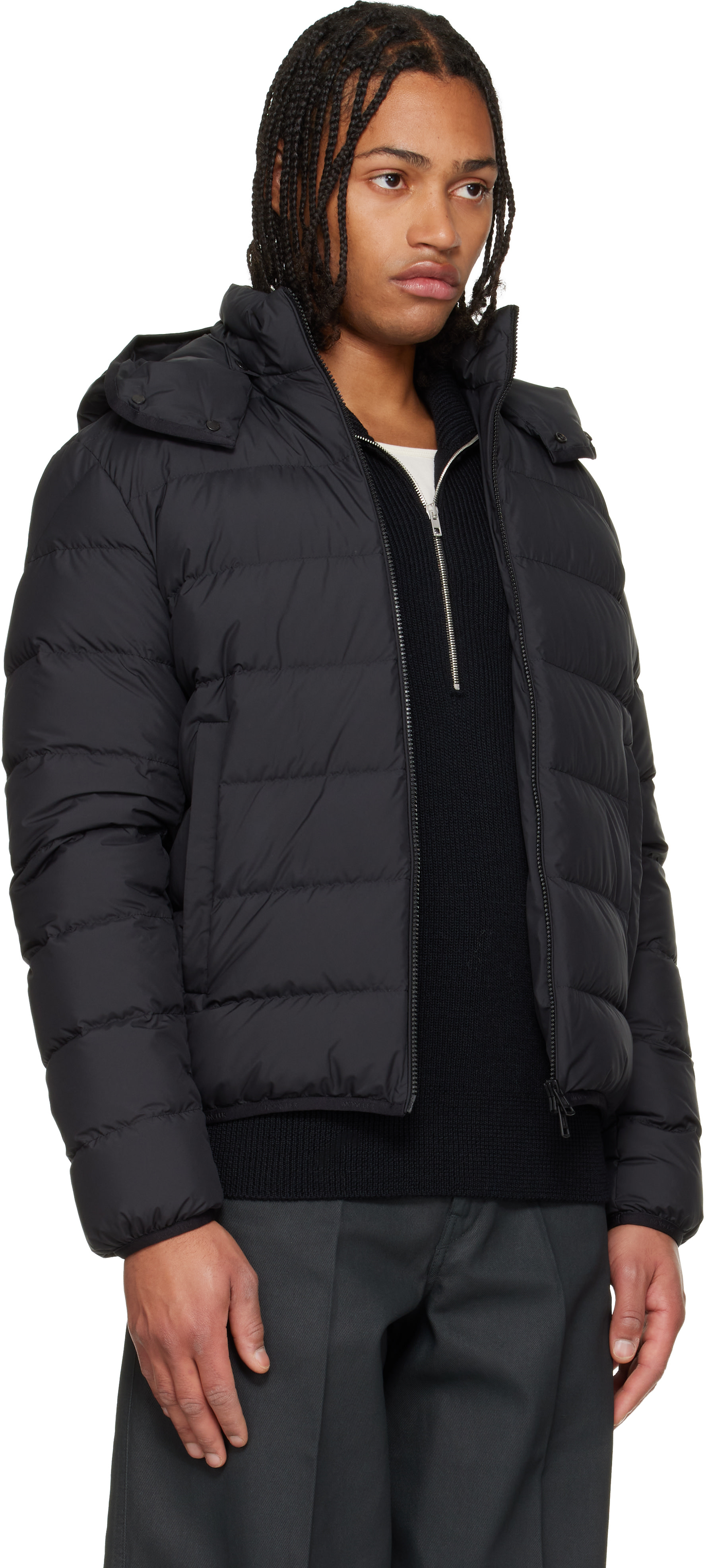 MONCLER ダウンジャケット 黒 フード付き Moncler: ブラック Montbrocq フード ショート ダウンジャケット