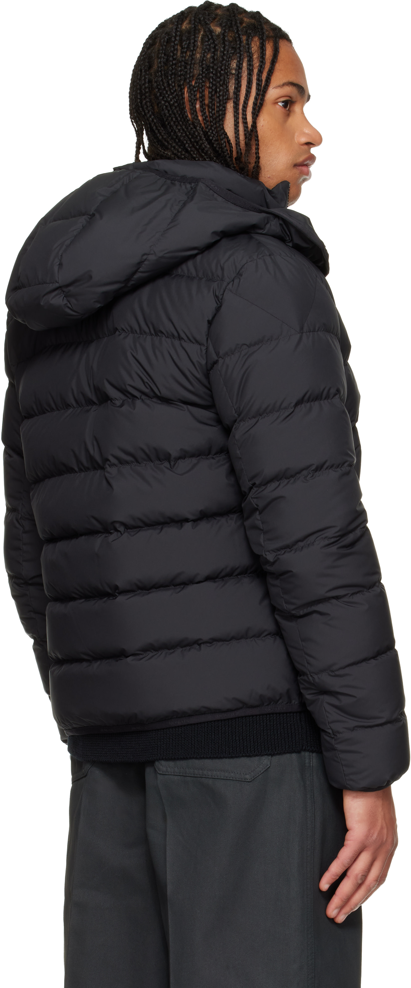Moncler: ブラック Montbrocq フード ショート ダウンジャケット