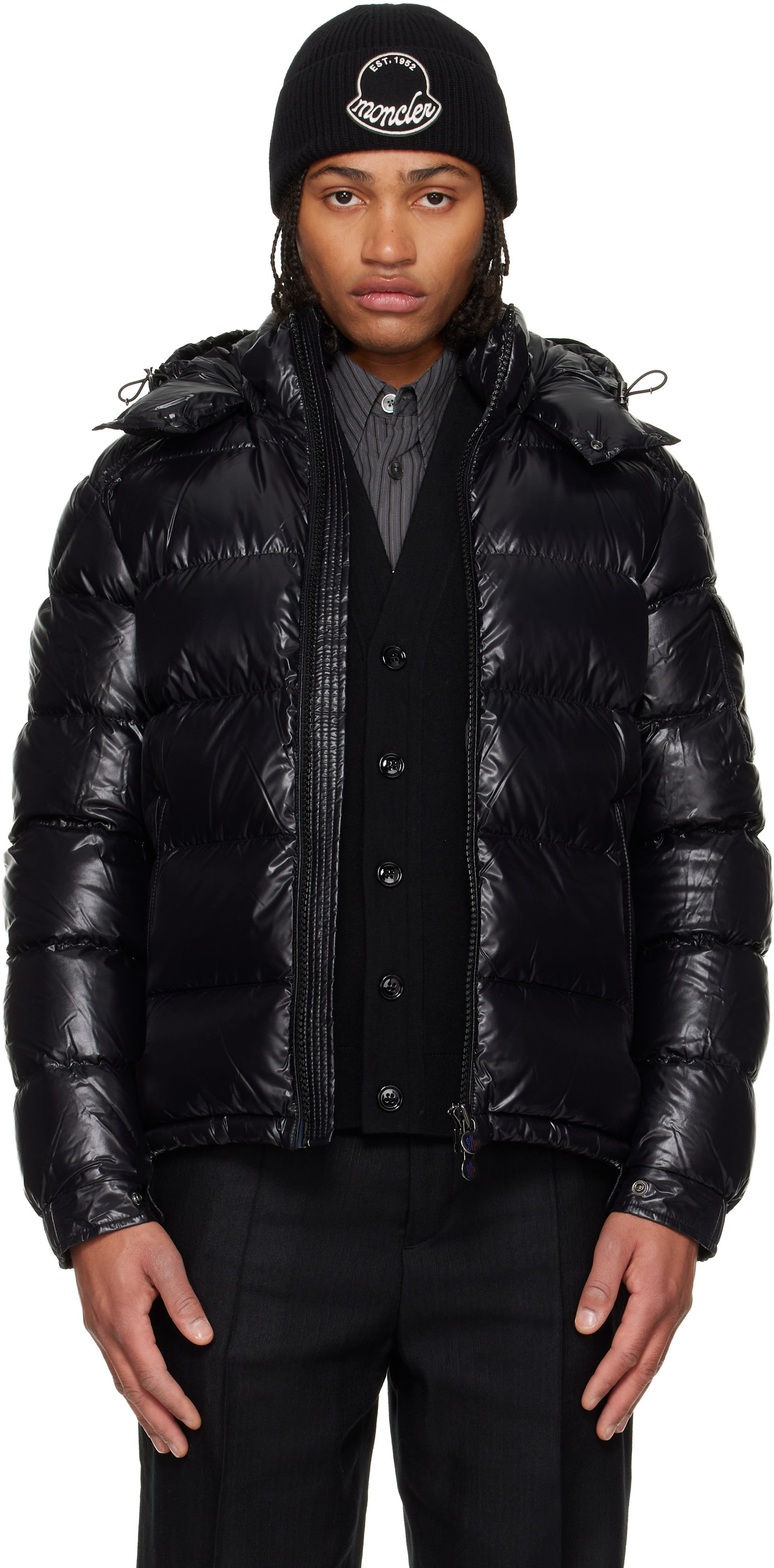 Moncler: Black Maya Hooded Short Down Jacket | SSENSE