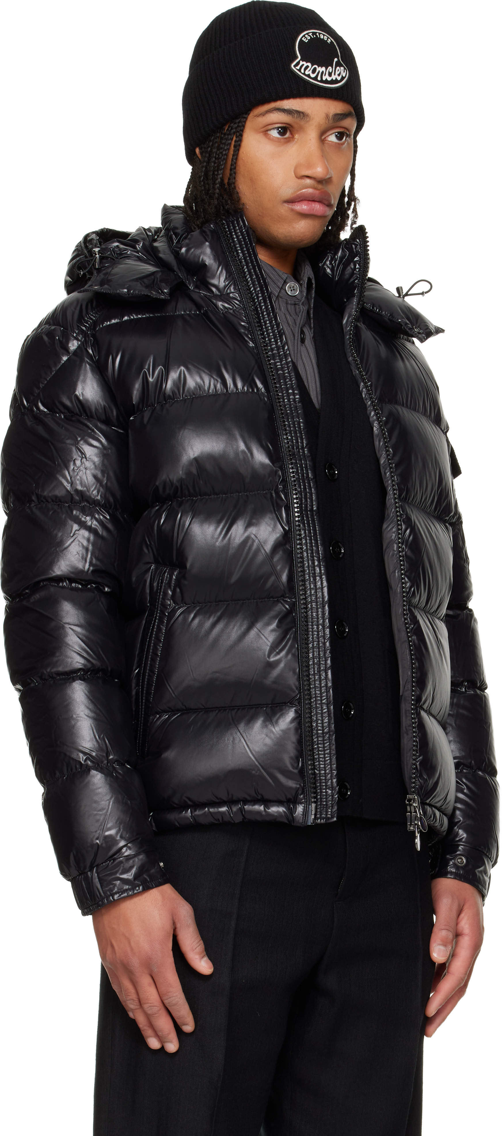 Moncler - 블랙 마야 후드 쇼트 다운 재킷