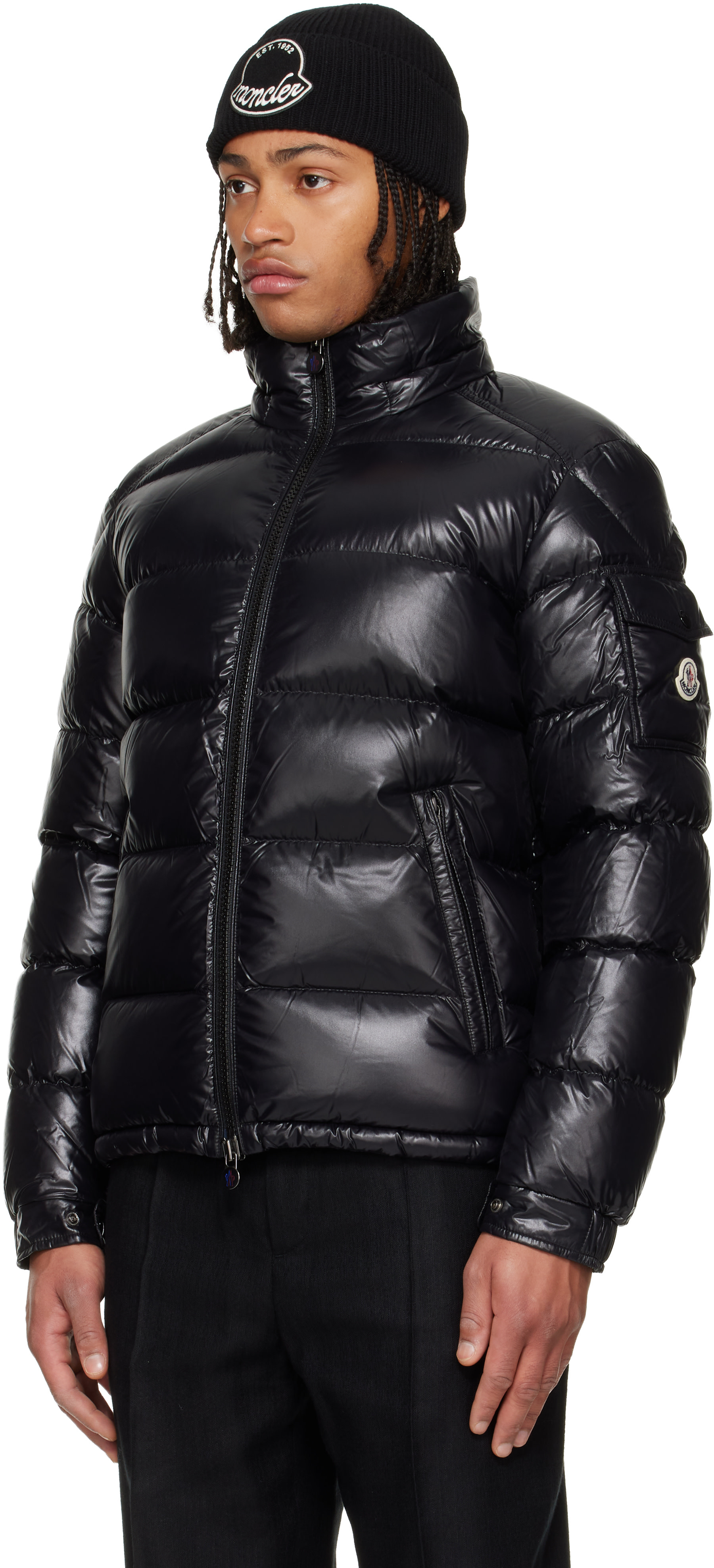Moncler - 블랙 마야 후드 쇼트 다운 재킷