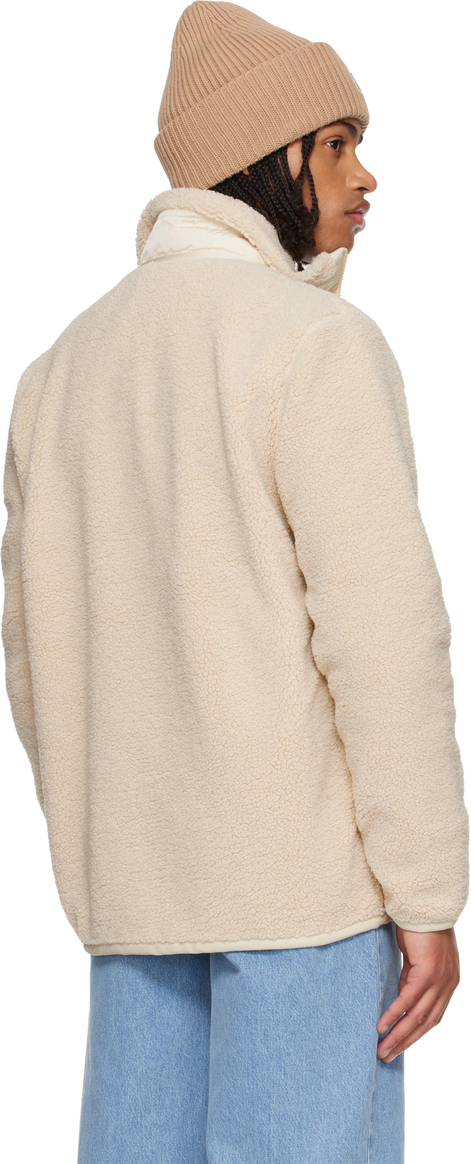MONCLER アイボリー ジップアップジャケット MONCLER GENIUS + Roc Nation by Jay-Z Antila Logo-Appliquéd Quilted