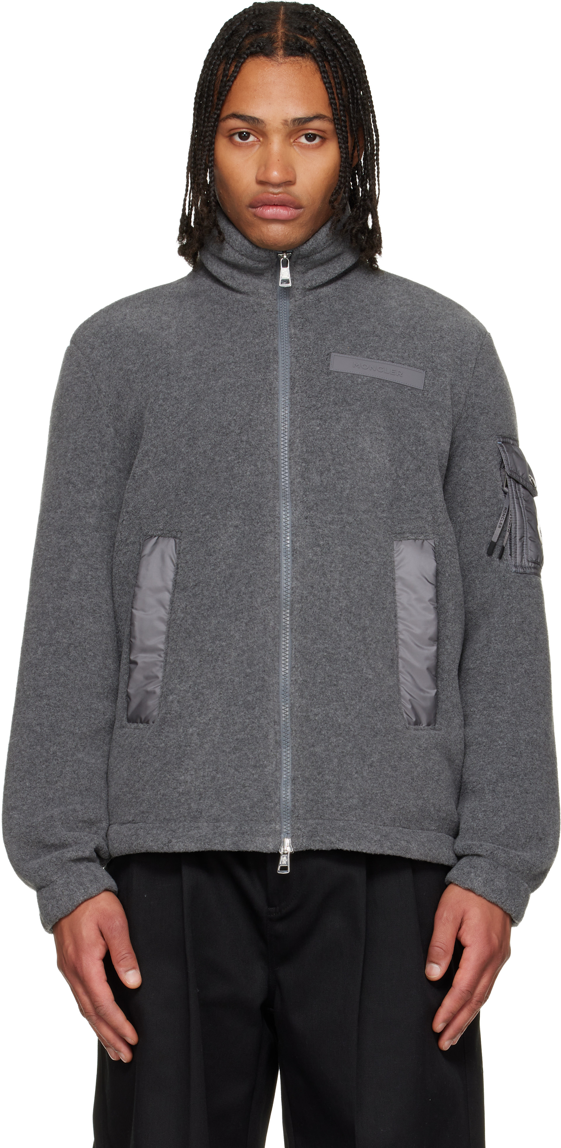 Moncler - Blouson gris à glissière