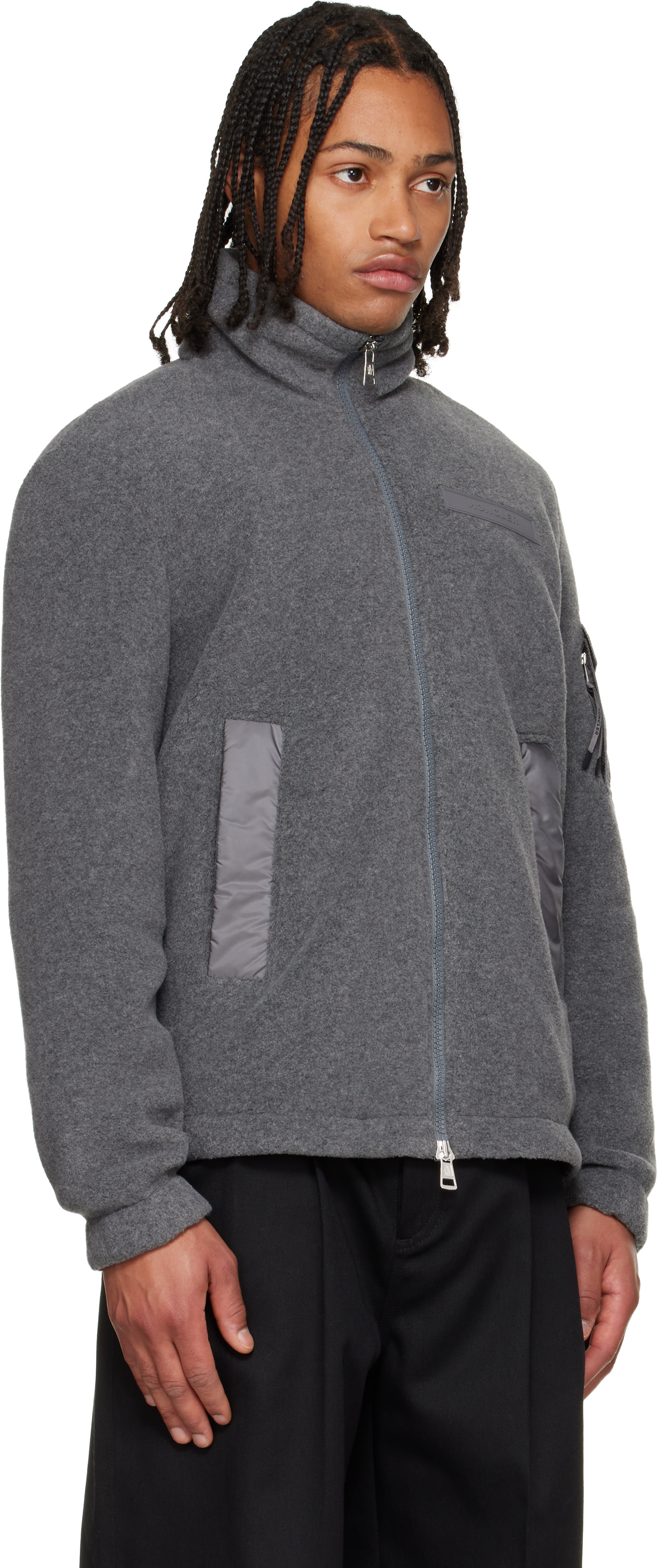 Moncler - Blouson gris à glissière