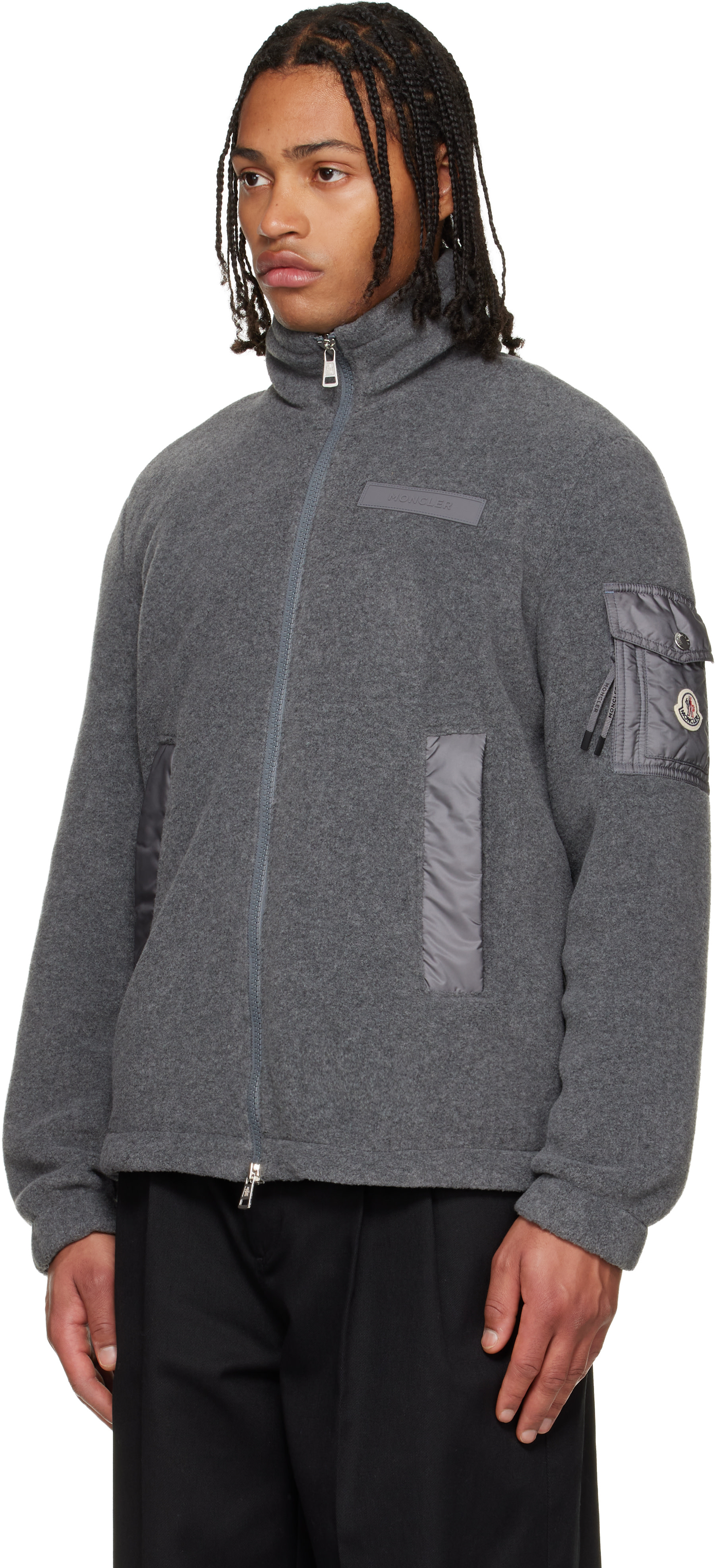 Moncler - Blouson gris à glissière