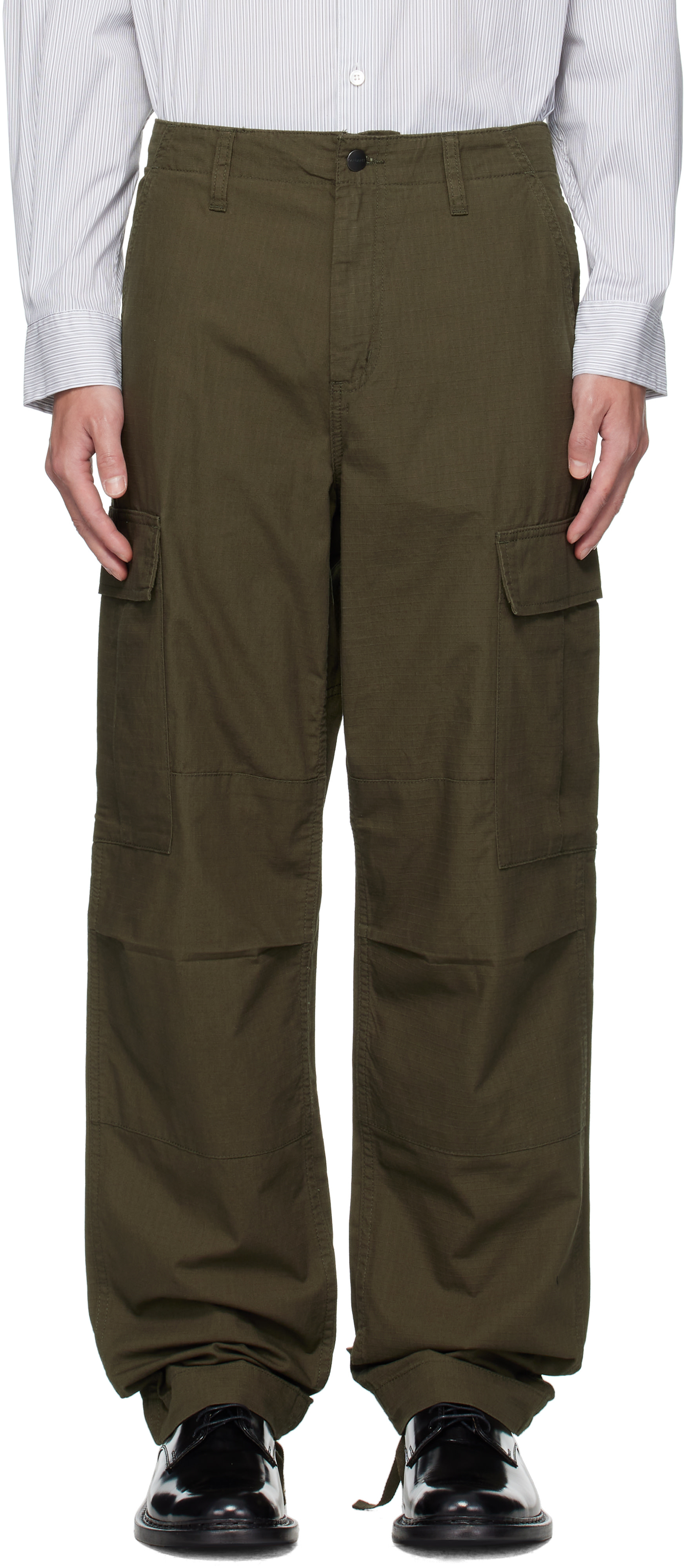 Carhartt Work In Progress - 카키 레귤러 카고 팬츠
