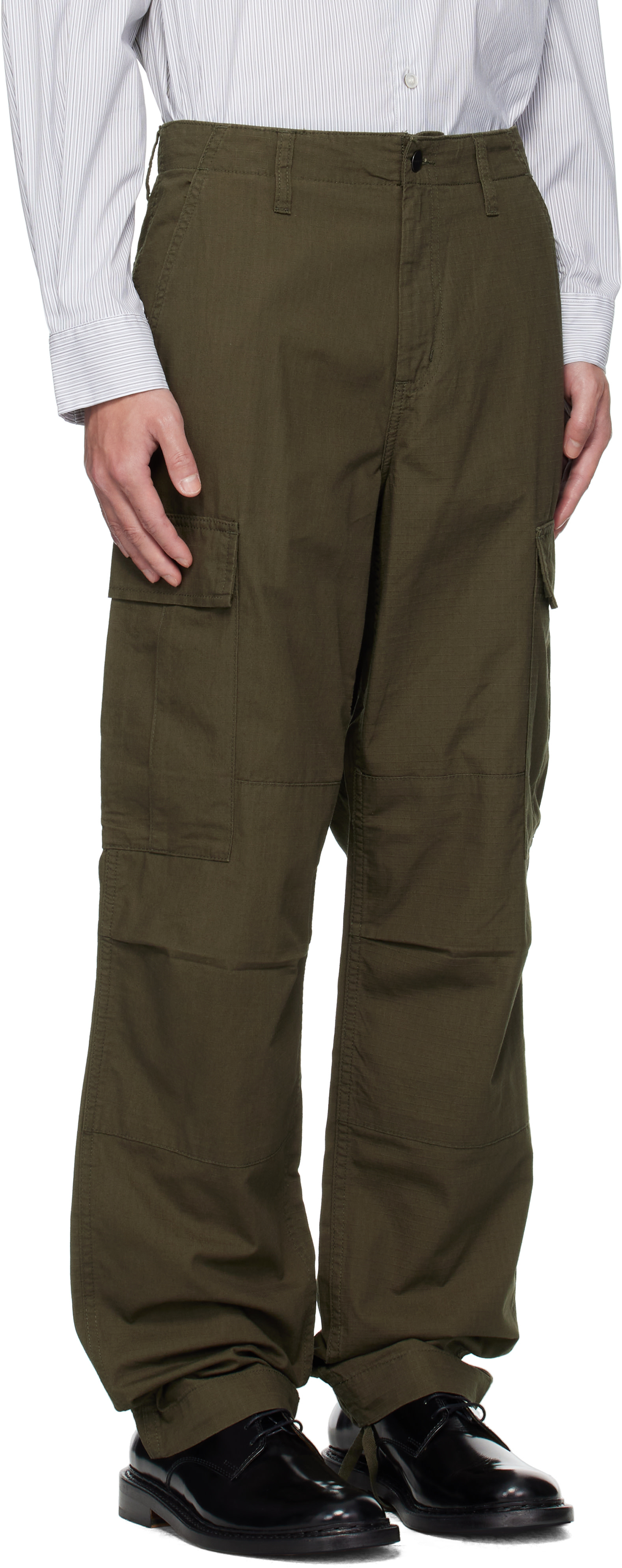 Carhartt Work In Progress - 카키 레귤러 카고 팬츠