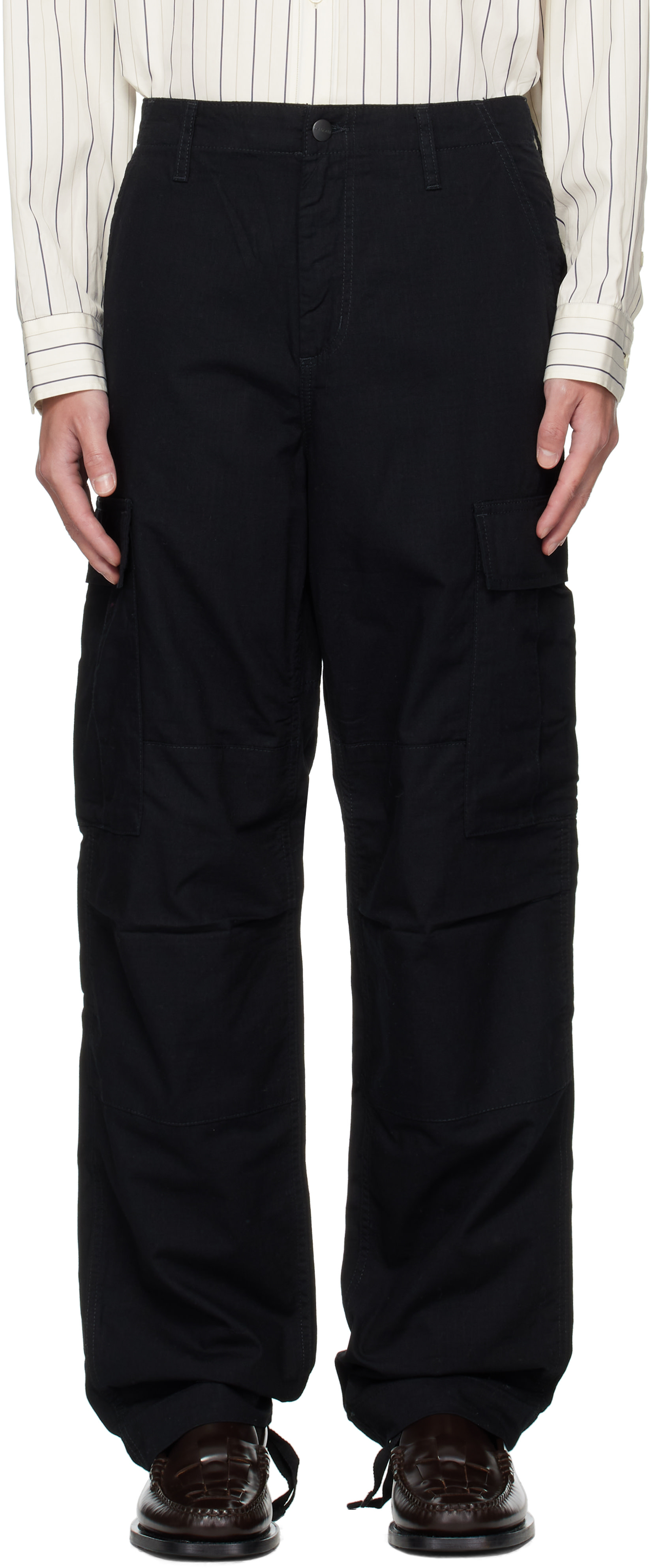 Carhartt Work In Progress - 블랙 레귤러 카고 팬츠