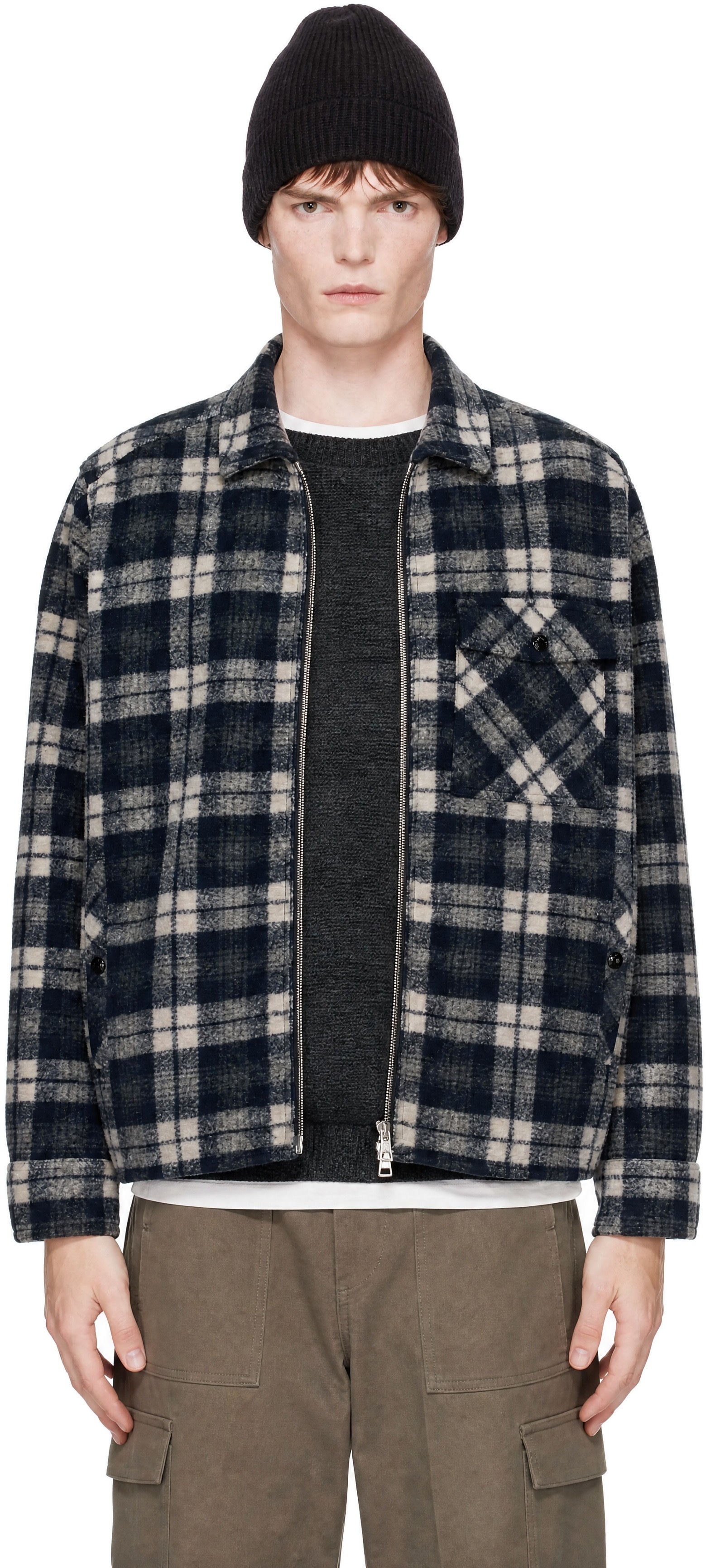 Moncler - Black Check Zip Shirt