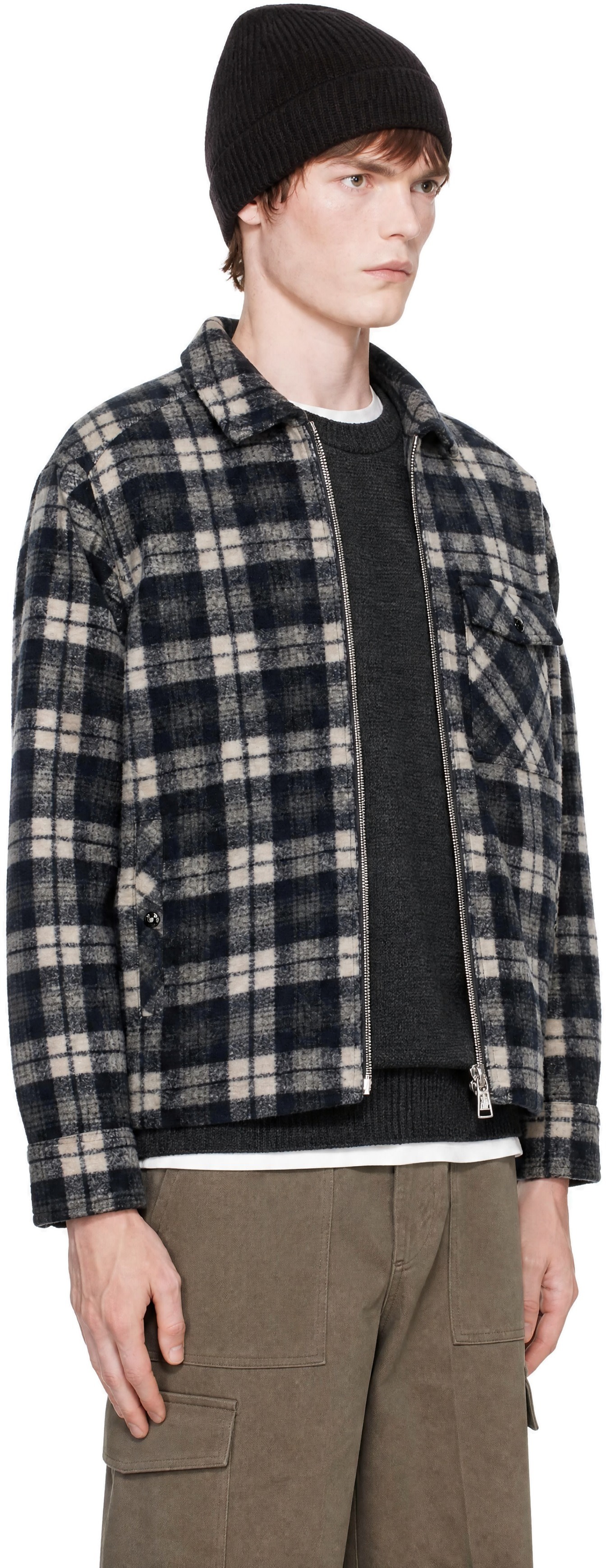 Moncler - Black Check Zip Shirt
