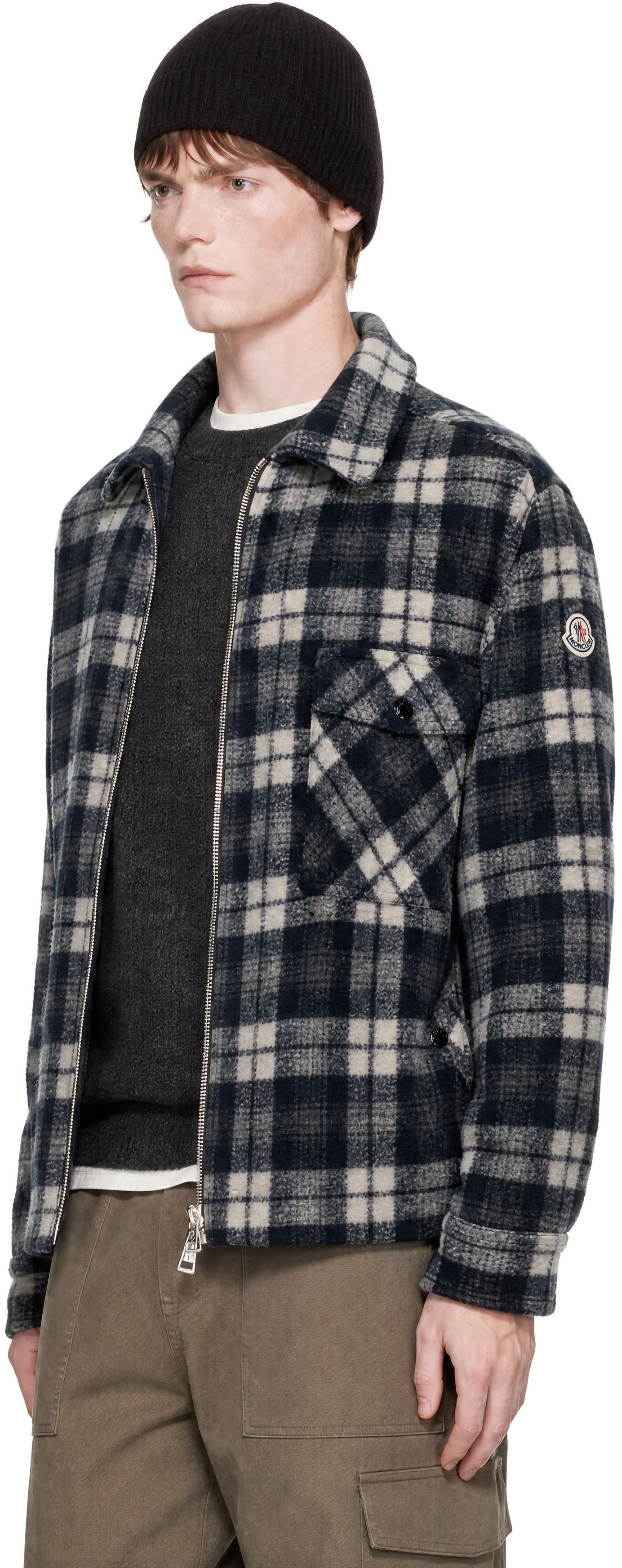 Moncler - Black Check Zip Shirt