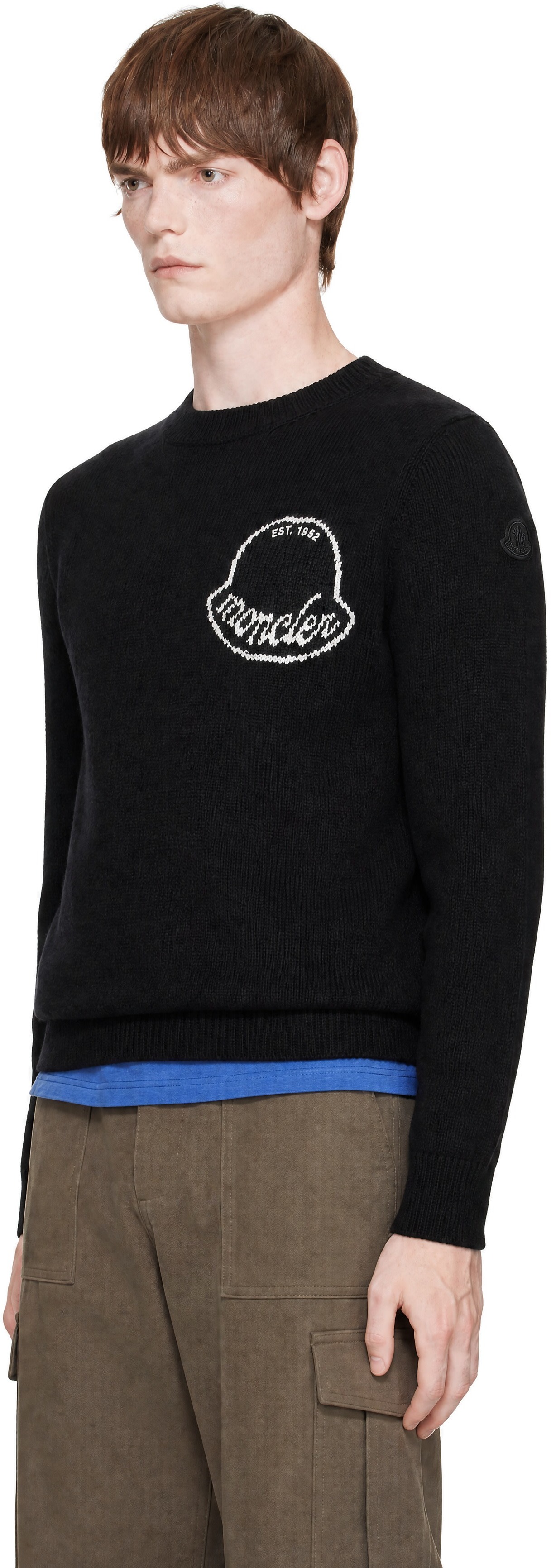 Moncler - Pull noir à col ras du cou