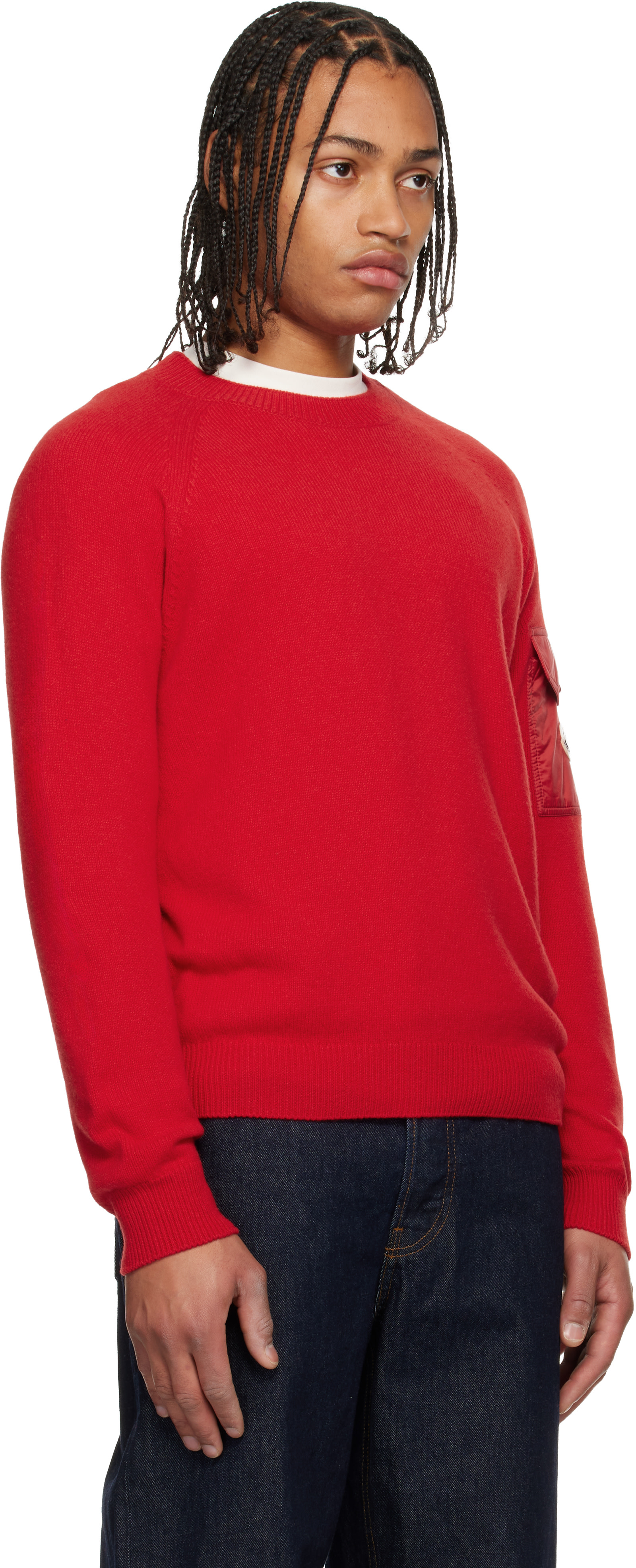 Moncler: Red Mouliné Wool & Cashmere Sweater | SSENSE