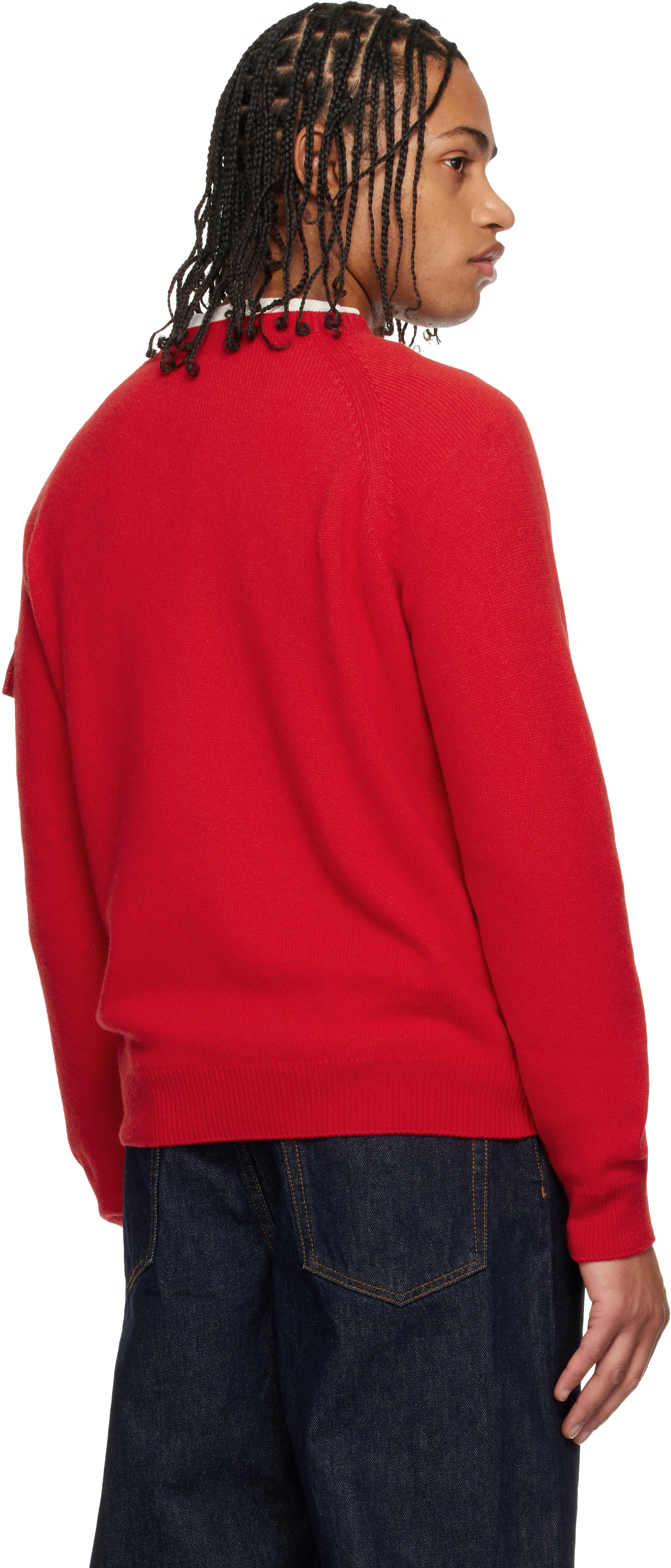 Moncler: Red Mouliné Wool & Cashmere Sweater | SSENSE