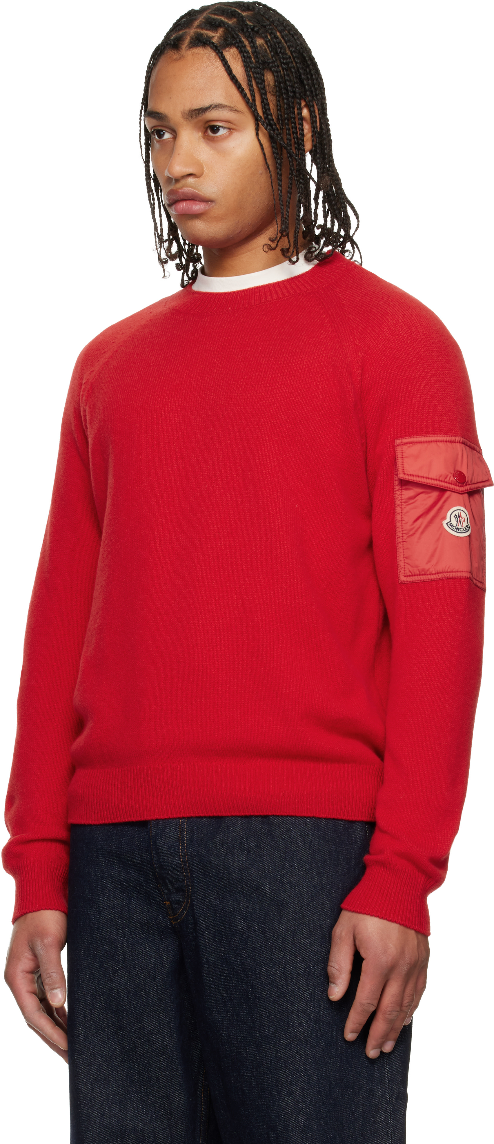 Moncler: Red Mouliné Wool & Cashmere Sweater | SSENSE