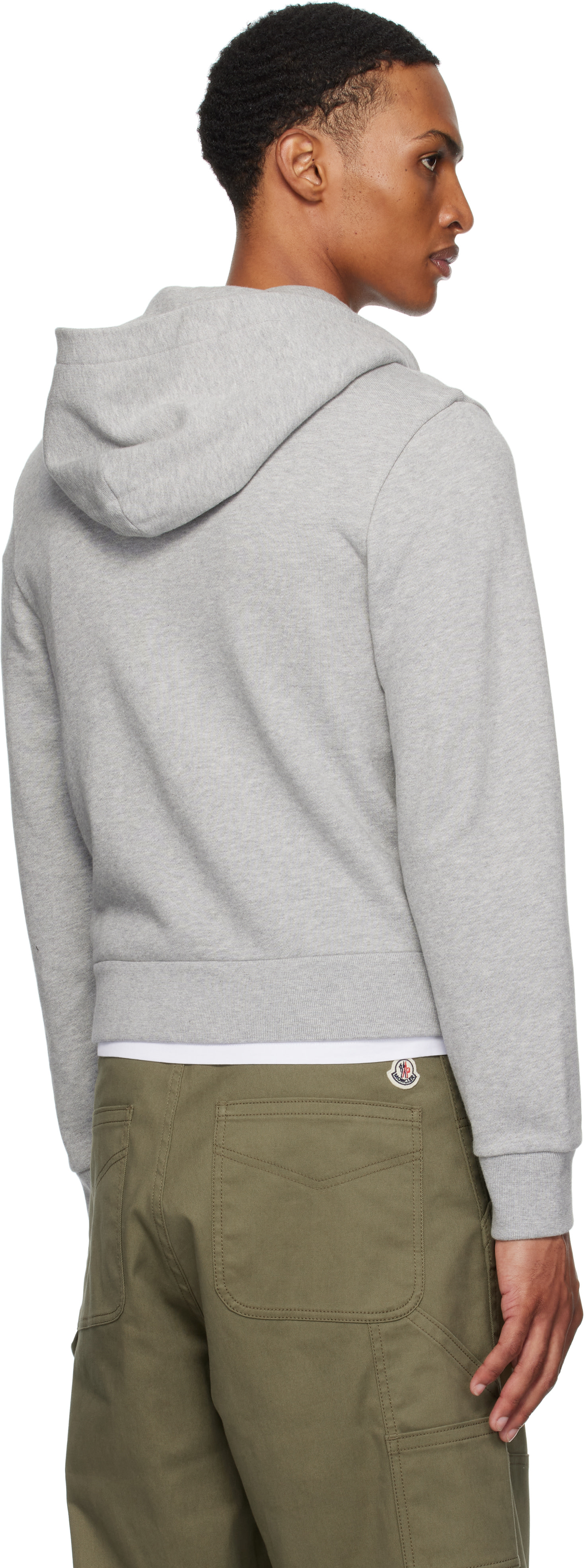 Moncler: Gray Logo Cotton Zip-Up Hoodie | SSENSE