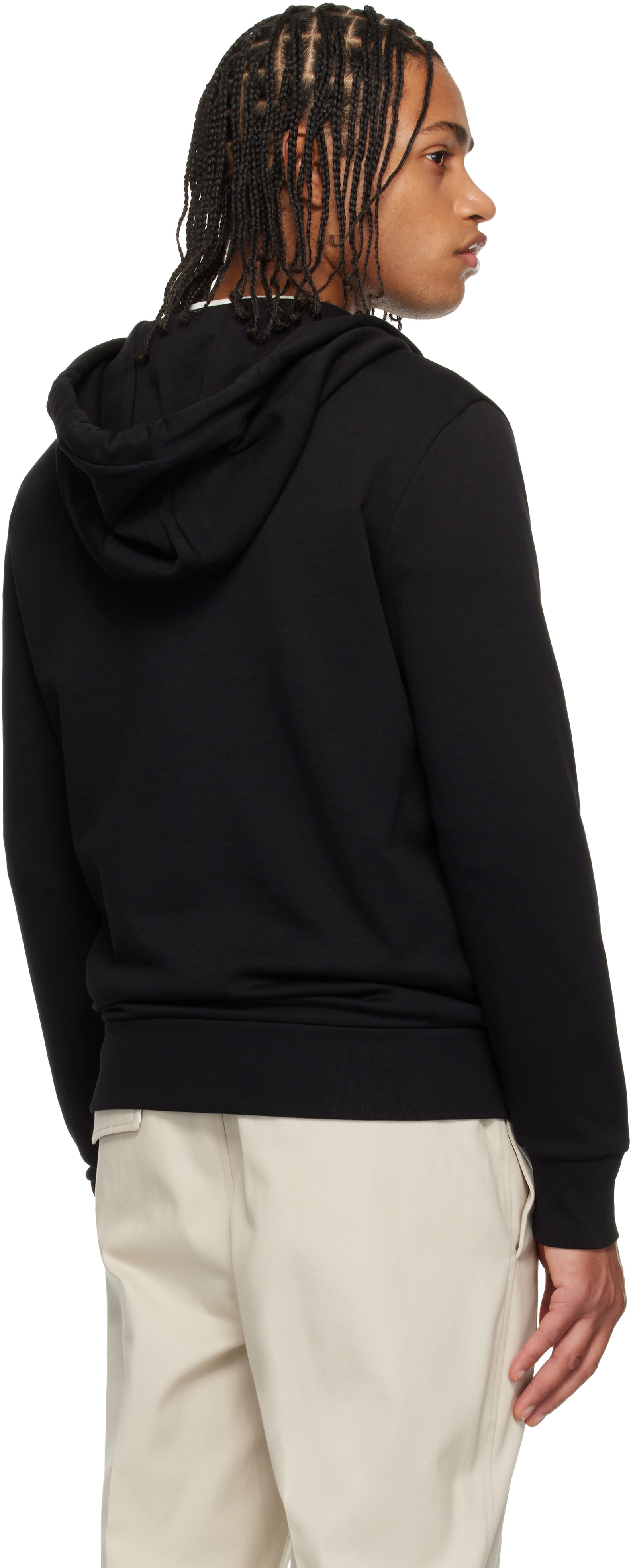 Moncler: Black Cotton Blend Zip-Up Hoodie | SSENSE