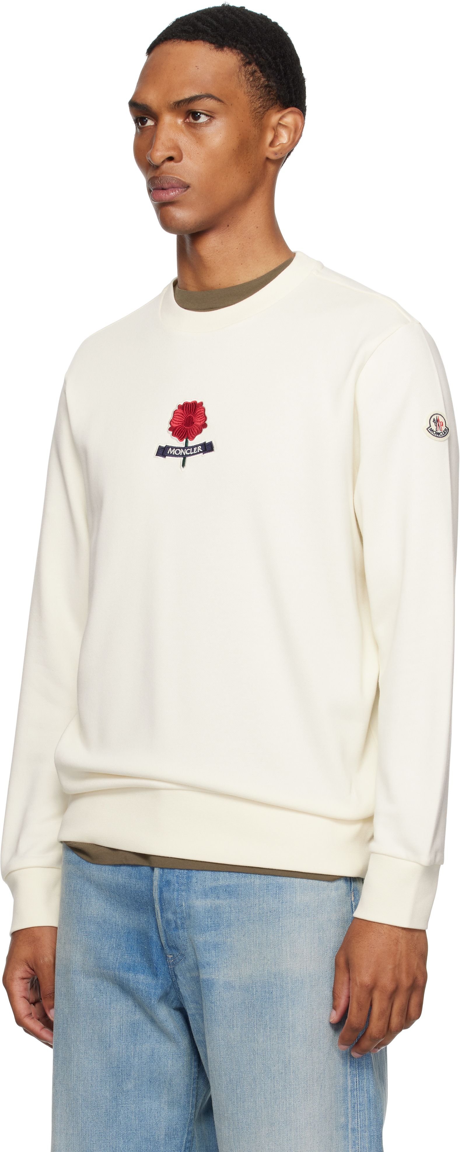 Moncler - Pull molletonné Archivio blanc cassé