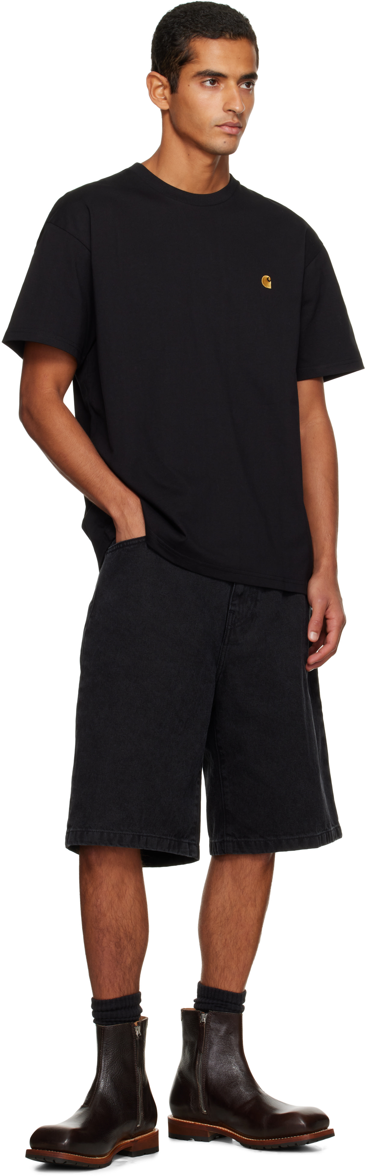 Carhartt Work In Progress: Black Chase T-shirt | SSENSE