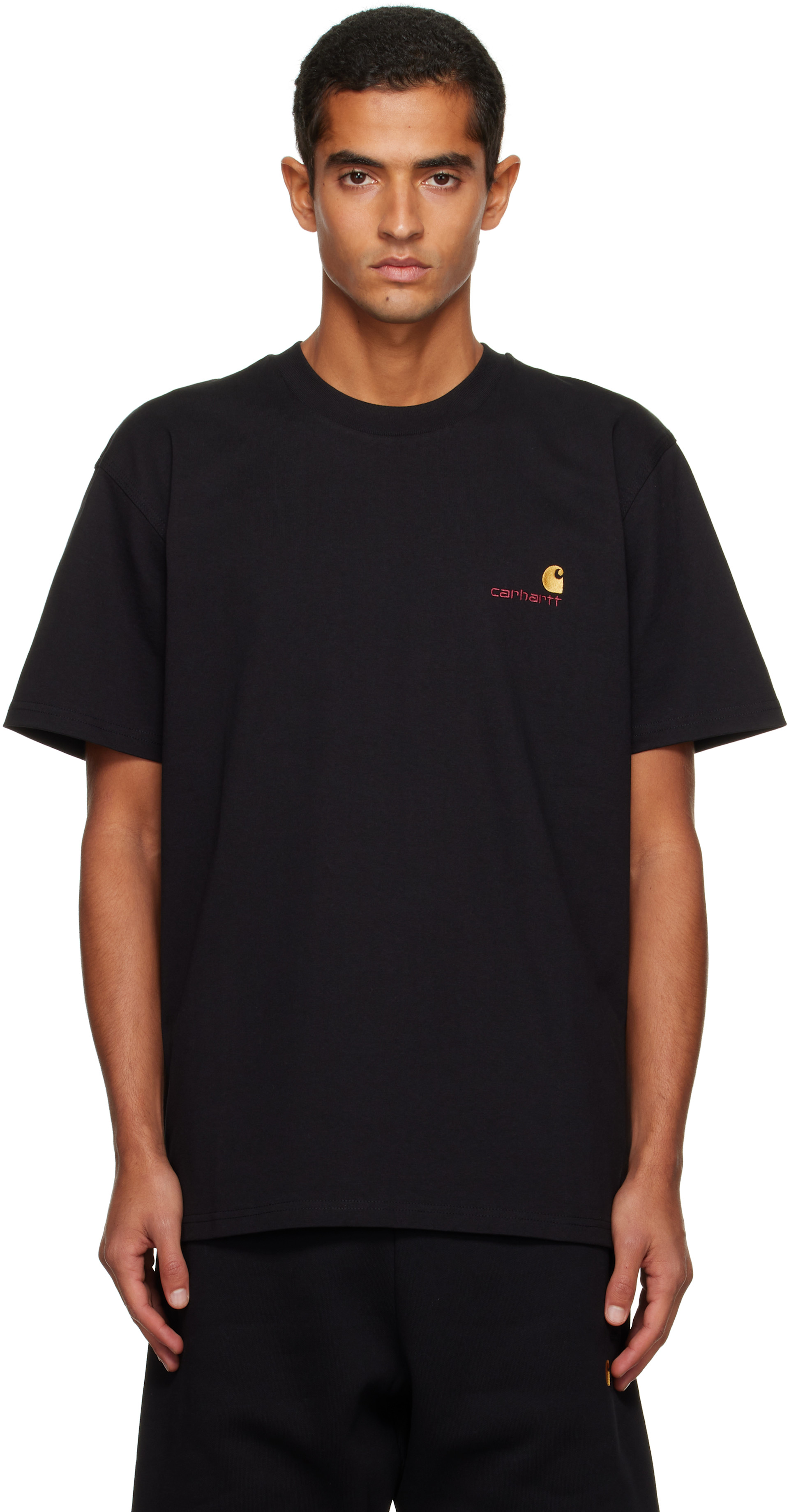 Carhartt Work In Progress - 블랙 아메리칸 스크립트 티셔츠
