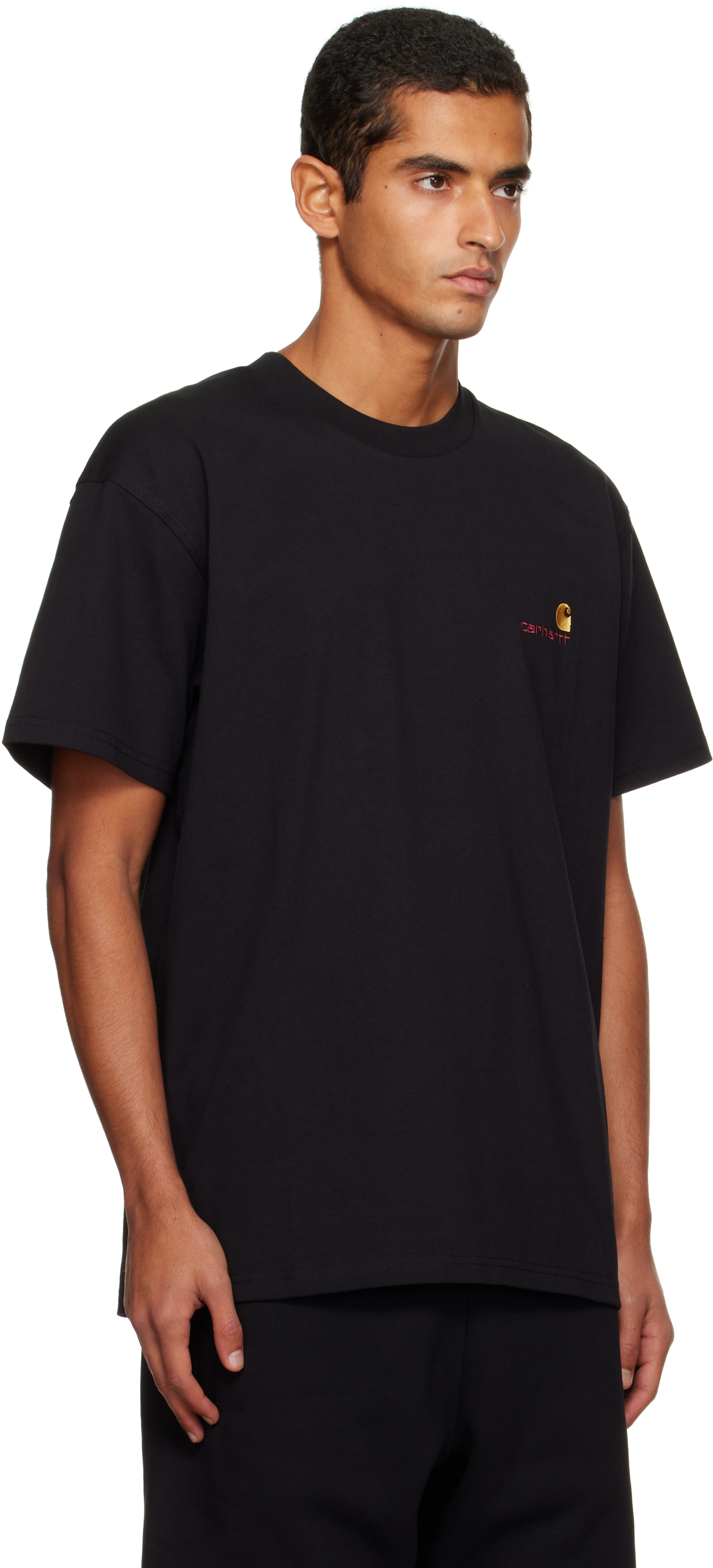 Carhartt Work In Progress - 블랙 아메리칸 스크립트 티셔츠