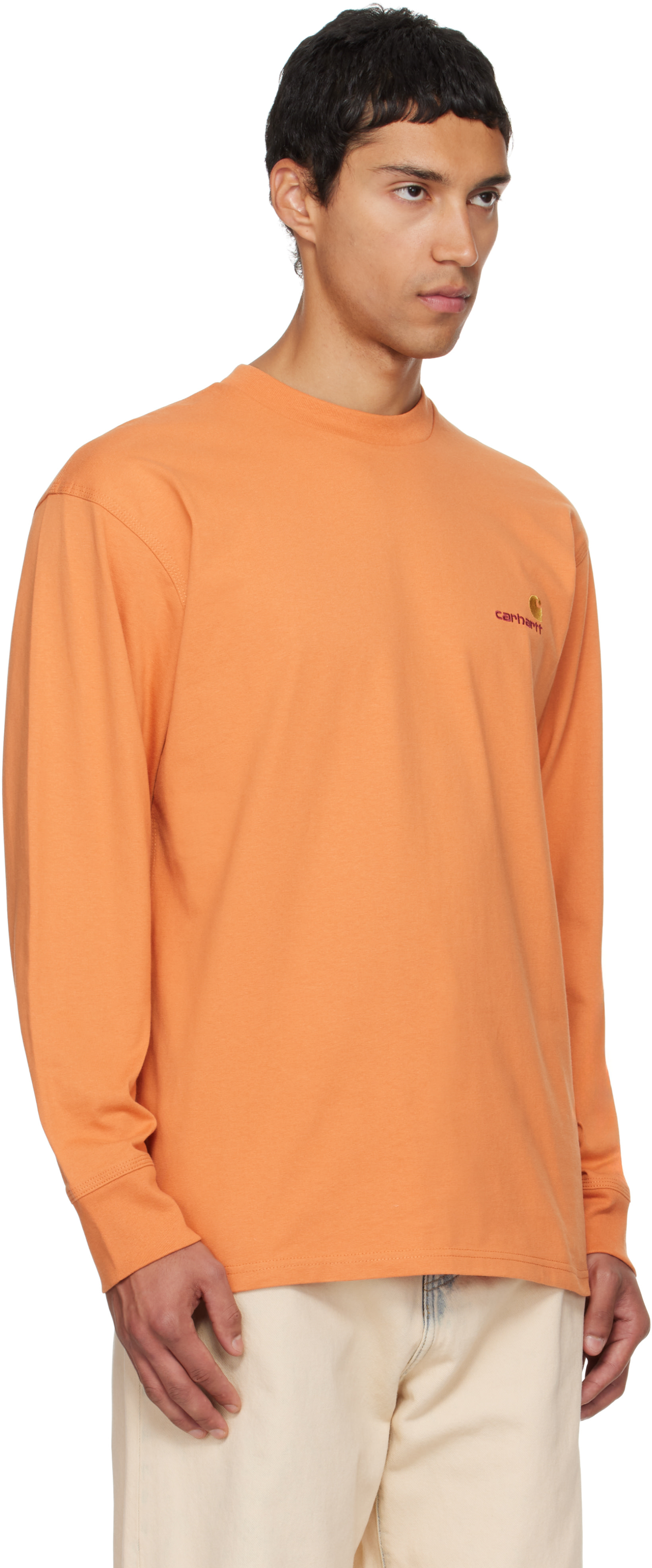 Carhartt WORK IN PROGRESS ストライカー シャツ L Carhartt Work In Progress: Orange American Script Long Sleeve T