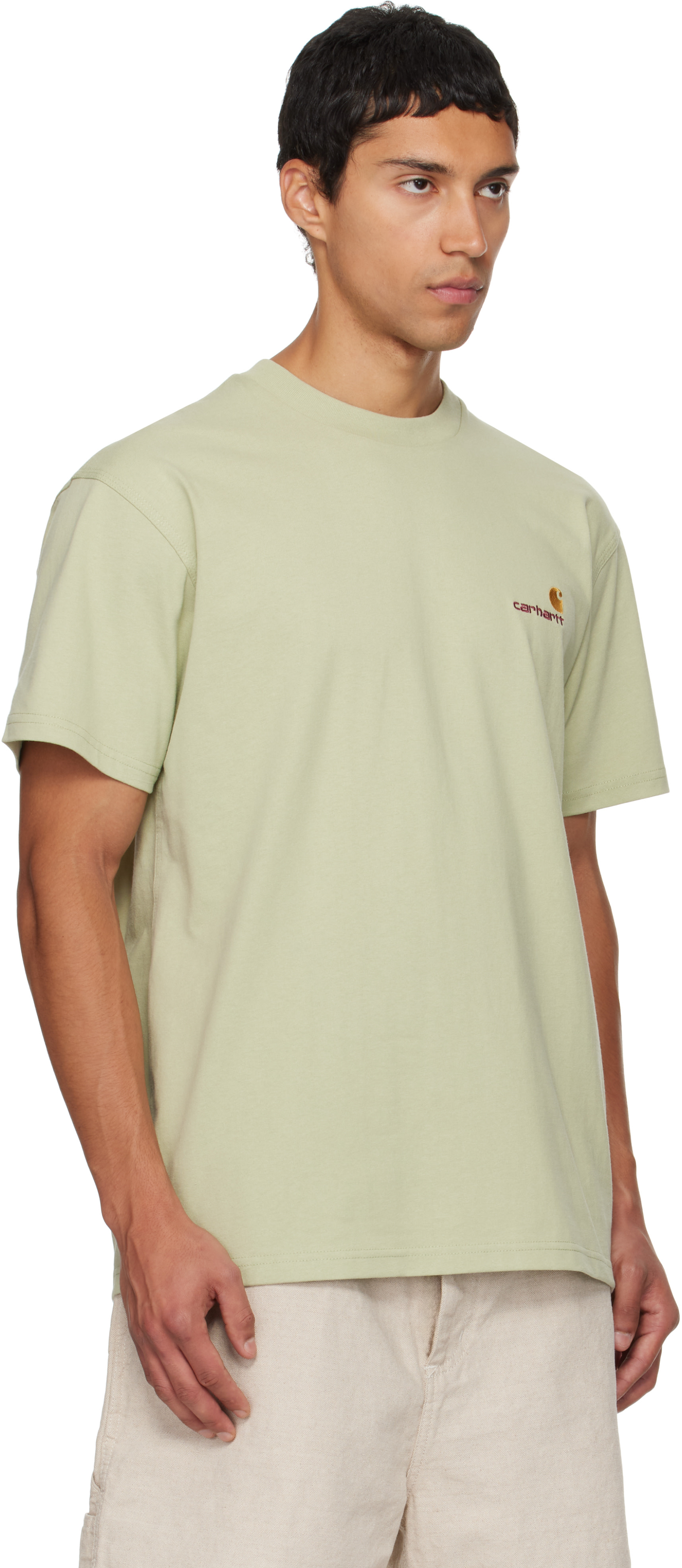 Carhartt Work In Progress: Green American Script T-shirt | SSENSE