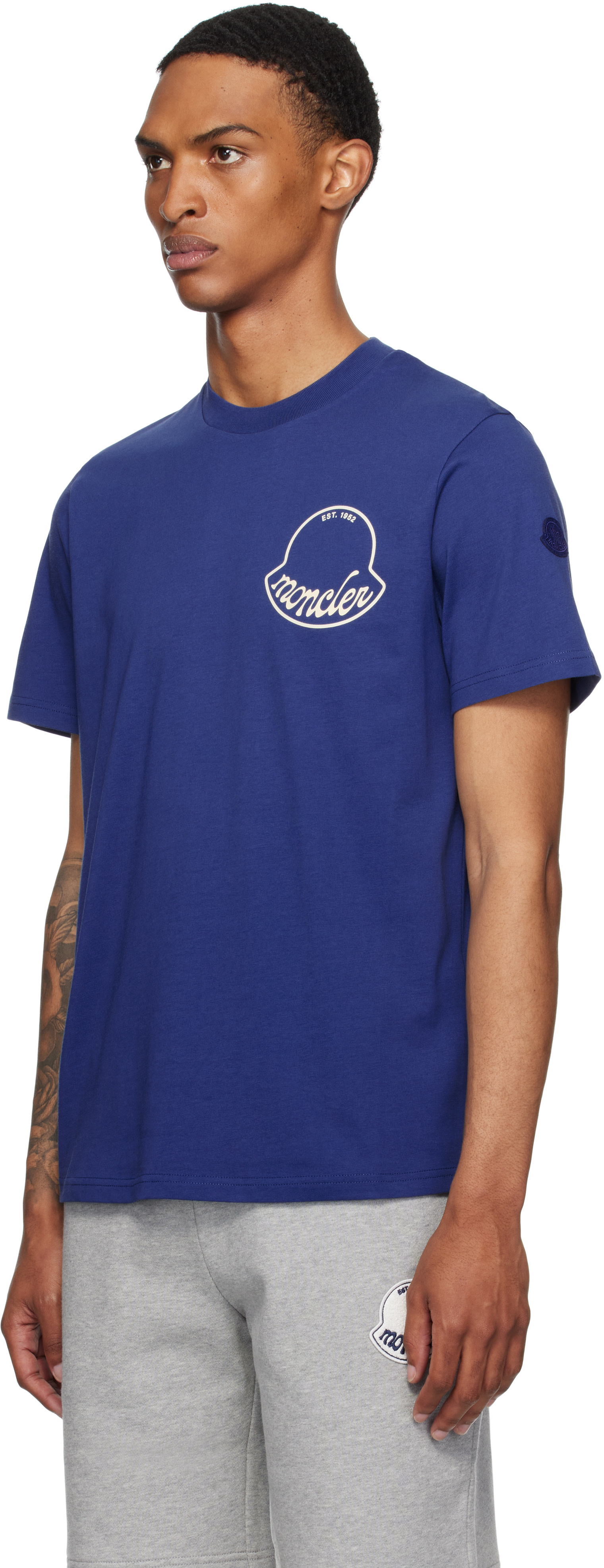 Moncler: Navy Archivio Creativo T-shirt | SSENSE