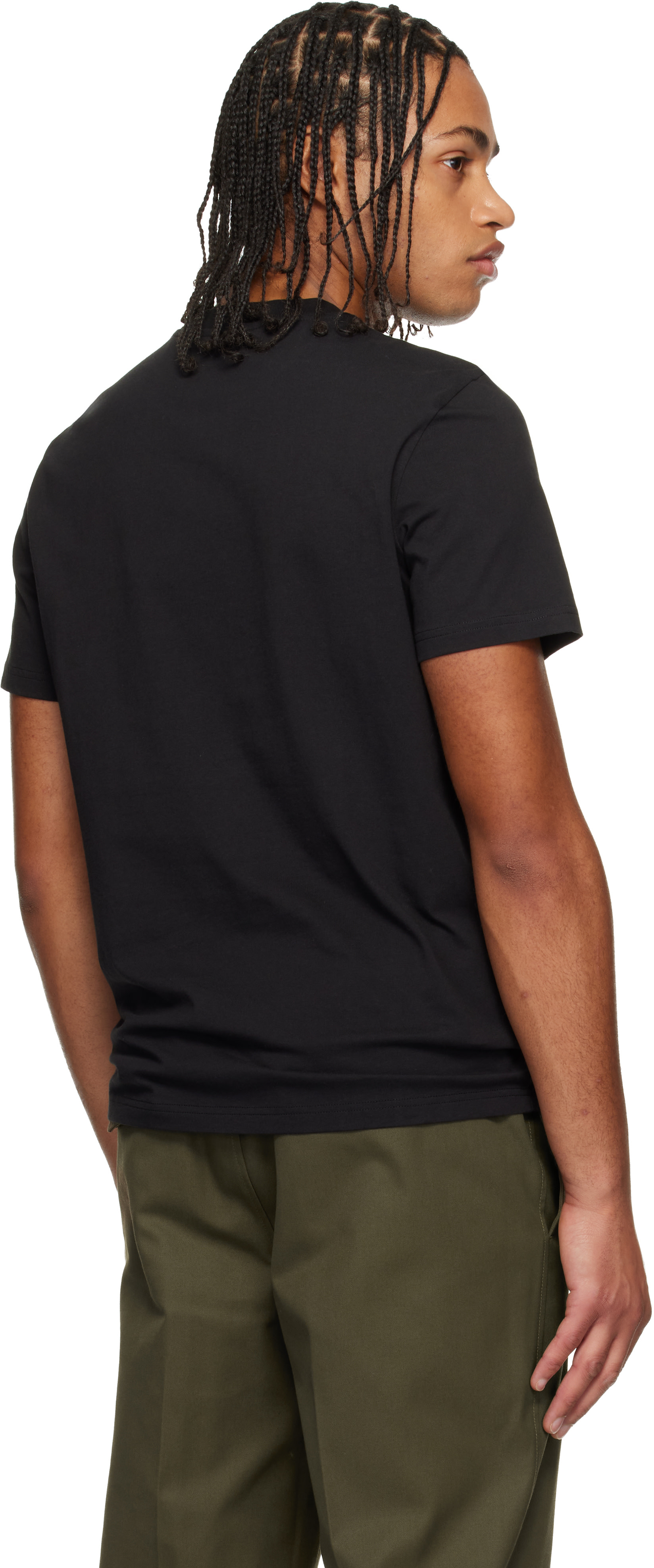 Moncler: Black Overlapped Logo Cotton T-shirt | SSENSE