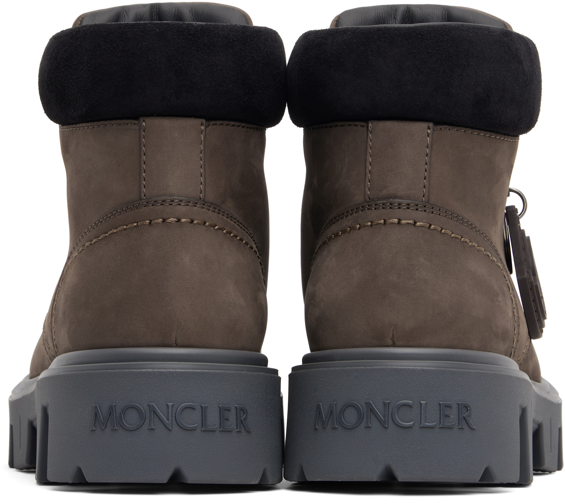 Moncler: ブラウン Peak City ヌバック＆スエード レースアップブーツ