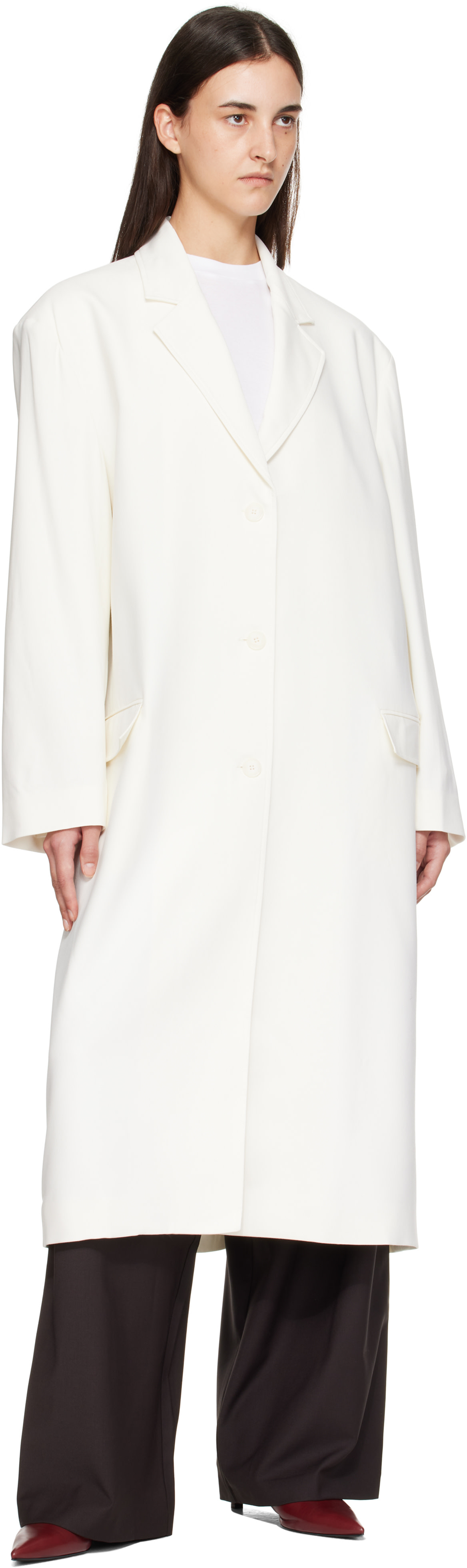 The Frankie Shop ザフランキーショップ / ロングコート The Frankie Shop: オフホワイト Tribeca ロングコート | SSENSE 日本
