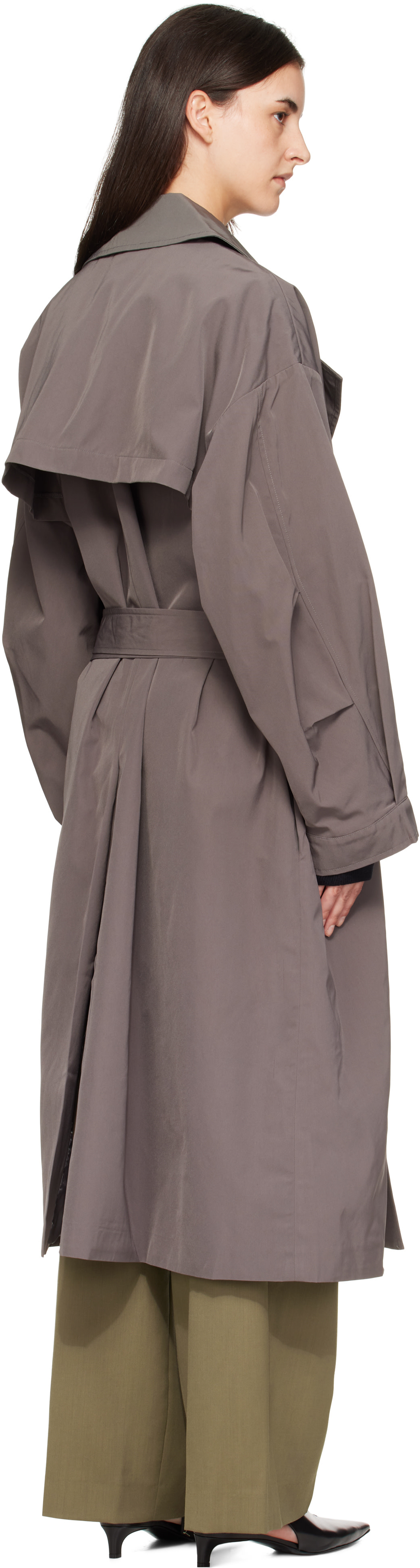 The Frankie Shop: Gray Mavis Oversized Trench Coat | SSENSE Canada